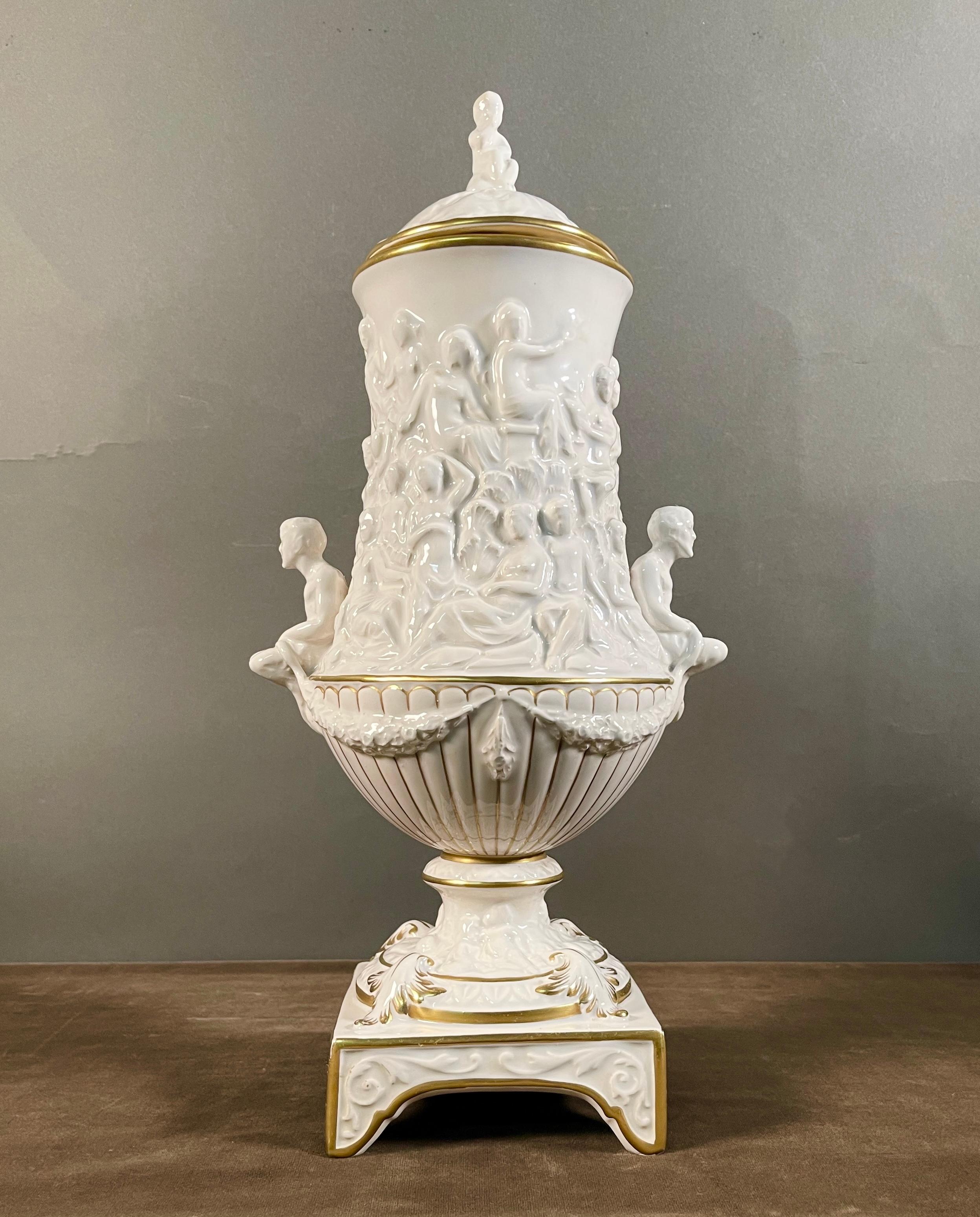 Period Italian Capodimonte Signed Ceramic Vase For Sale 3