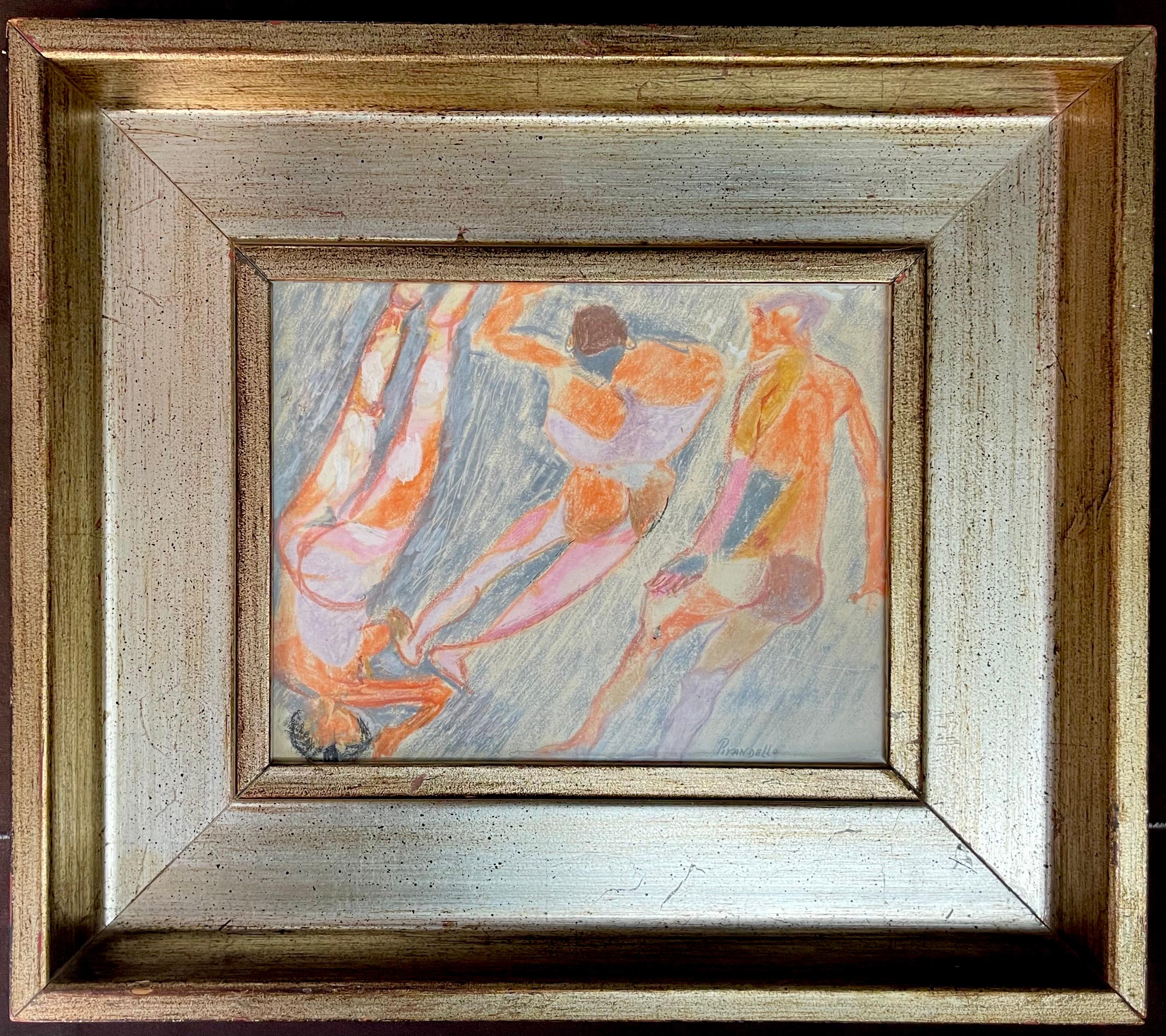 Zeitraum Italienisch Fausto Pirandello signiert abstrakte Aquarell im Angebot 1
