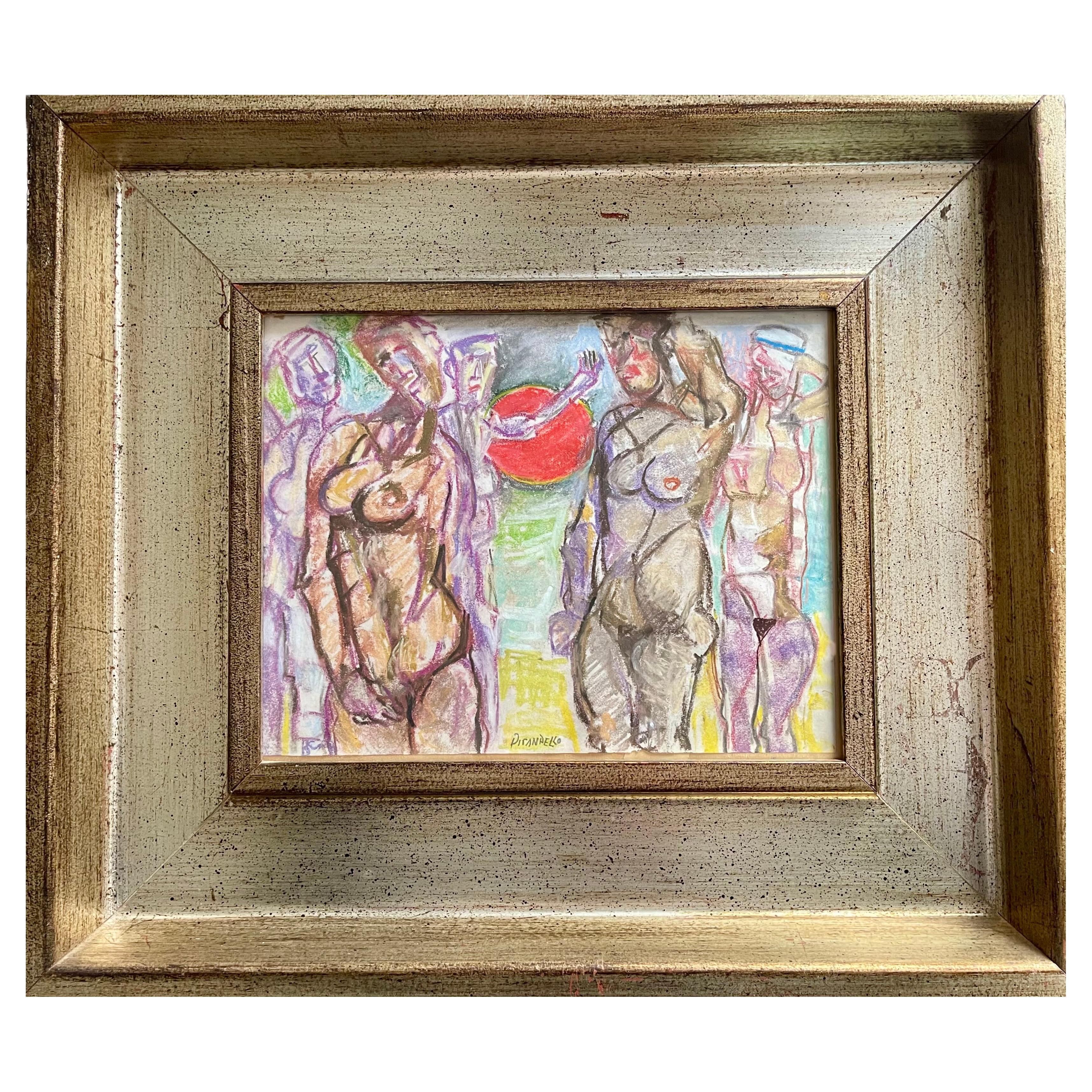 Zeitraum Italienisch Fausto Pirandello signiert abstrakte Aquarell