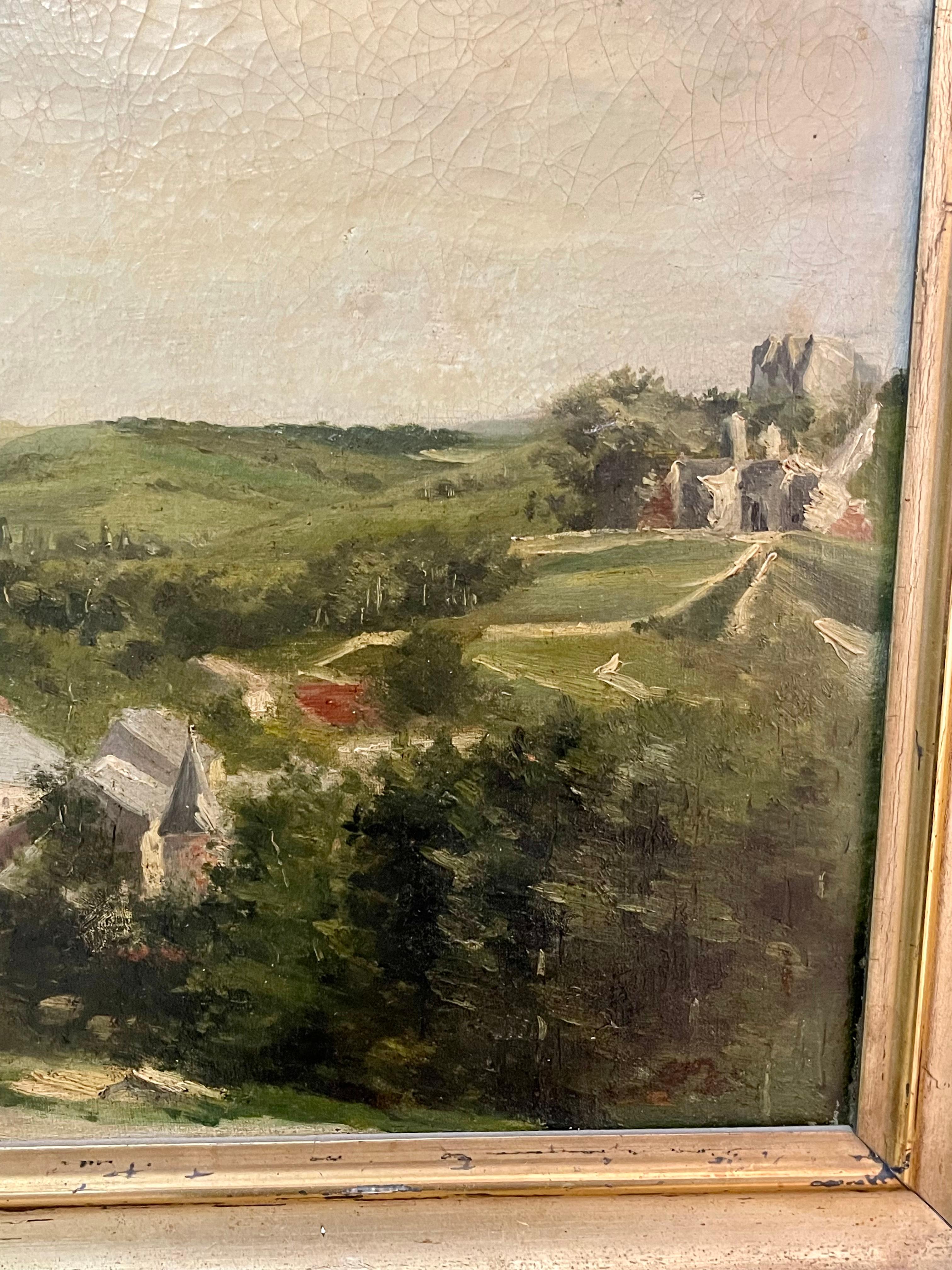 Period Italian Framed Landscape Picture In Good Condition In Roma, IT