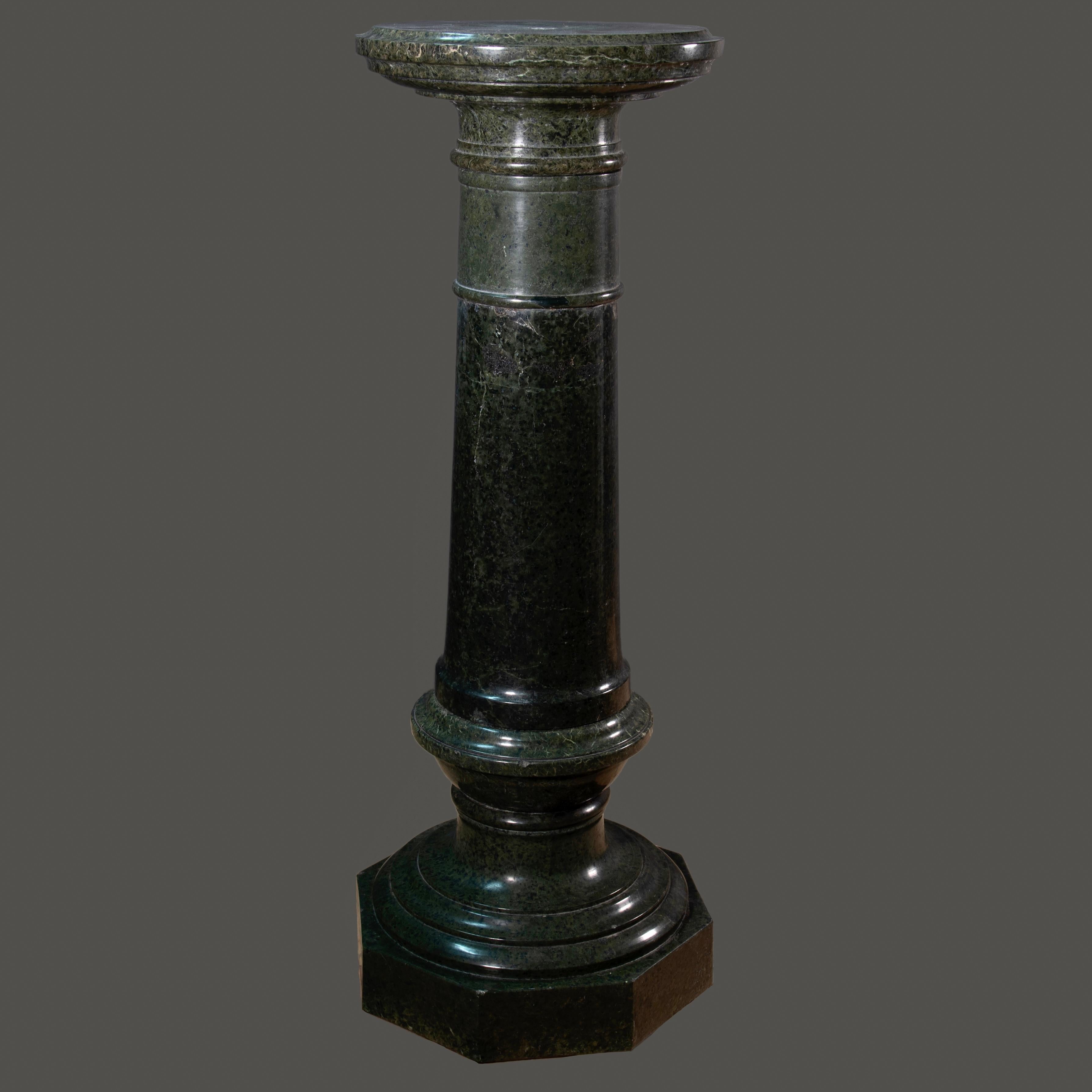 Neoclassical Period Italian Green Marble Column