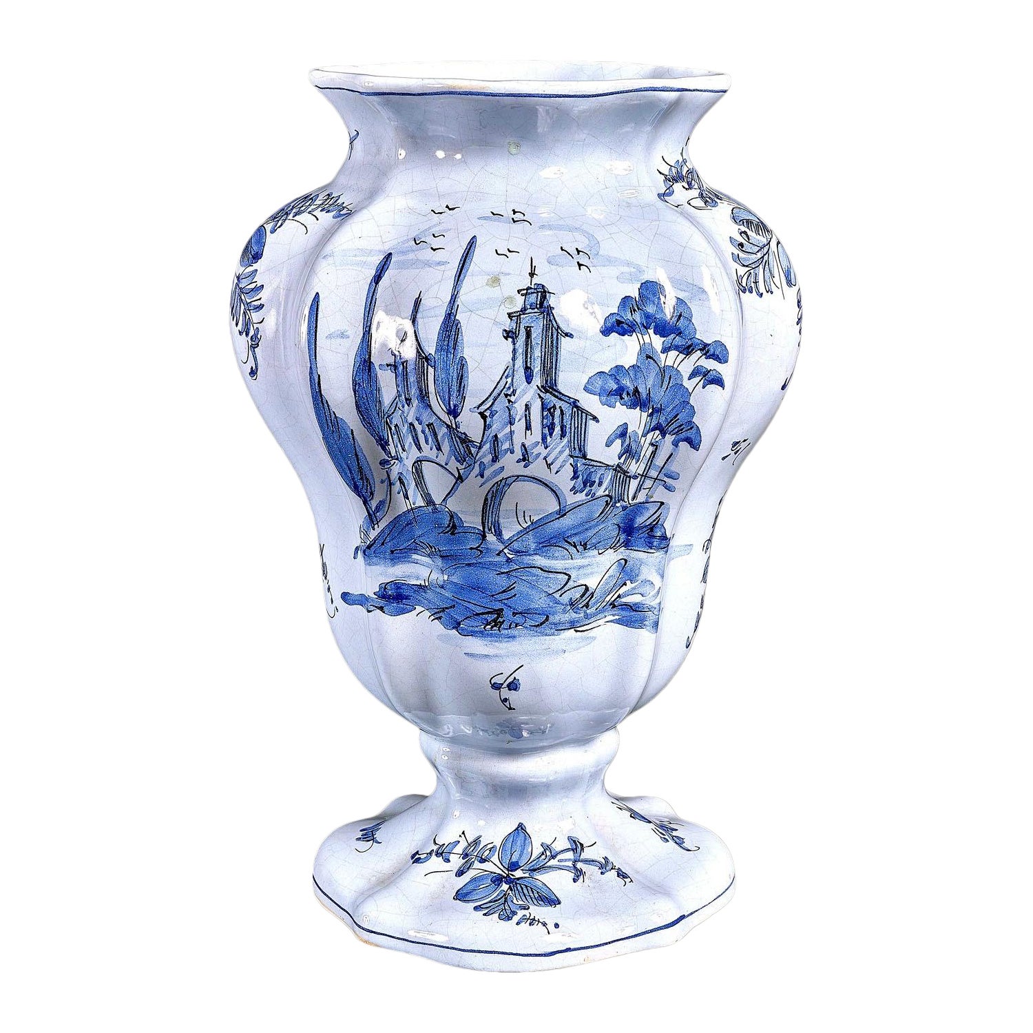 Zeitraum Italienisch signiert Keramik handgemalte Vase Cantagalli im Angebot