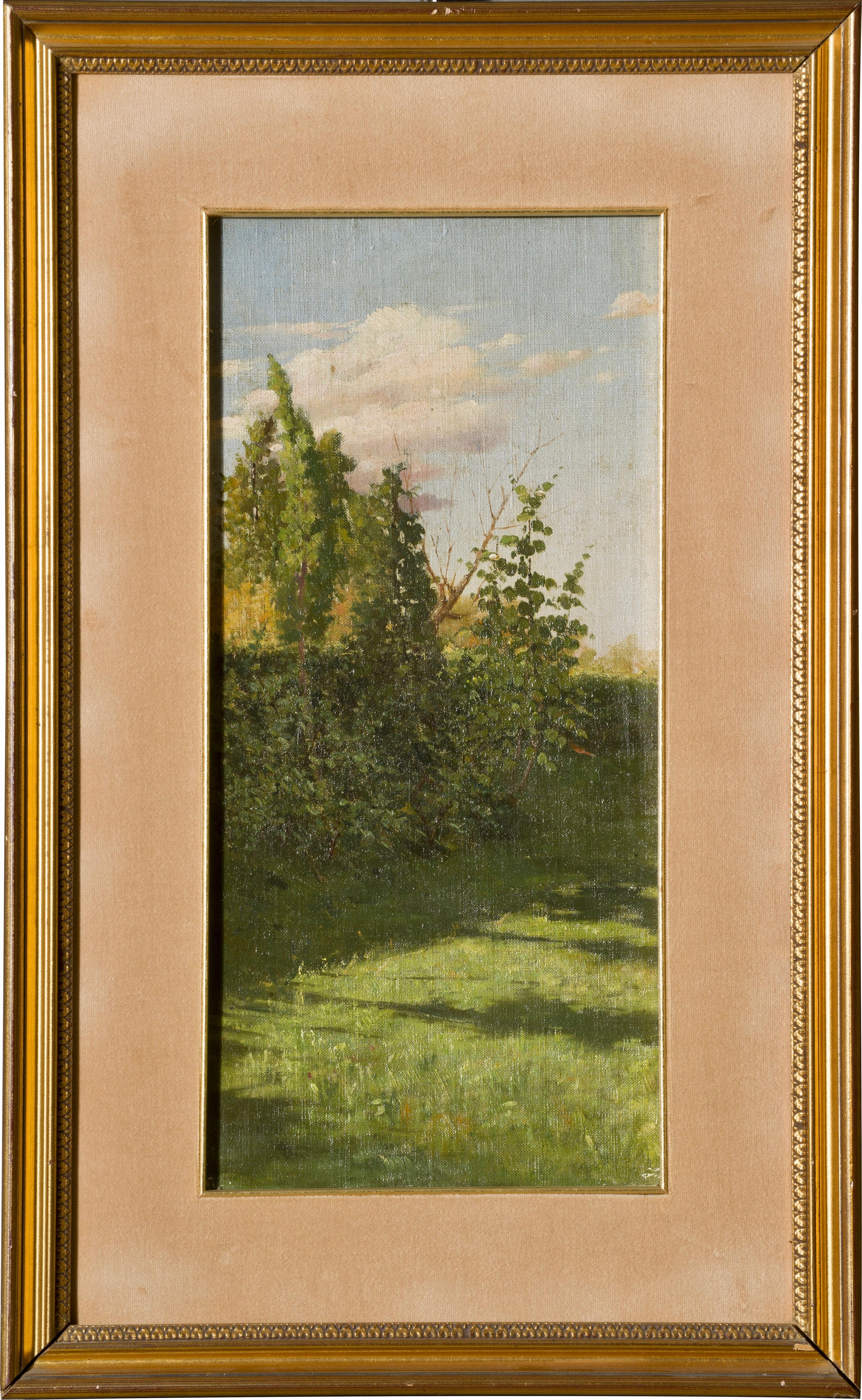 Legno Paesaggio d'epoca italiano firmato in vendita