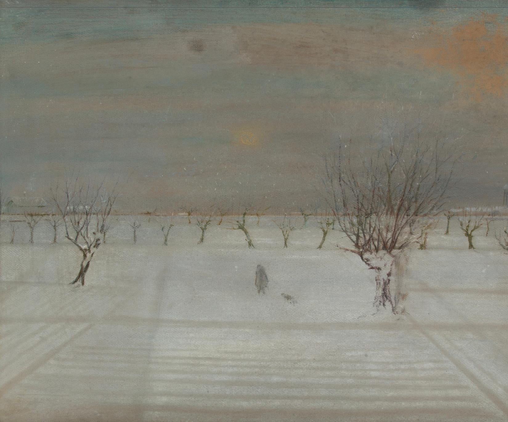The great art historian Federico Zeri said that painting snow-covered landscapes was one of the most complicated things for an artist.
Well, in this landscape of the Piedmont countryside covered in a thick blanket of snow, we can admire all the