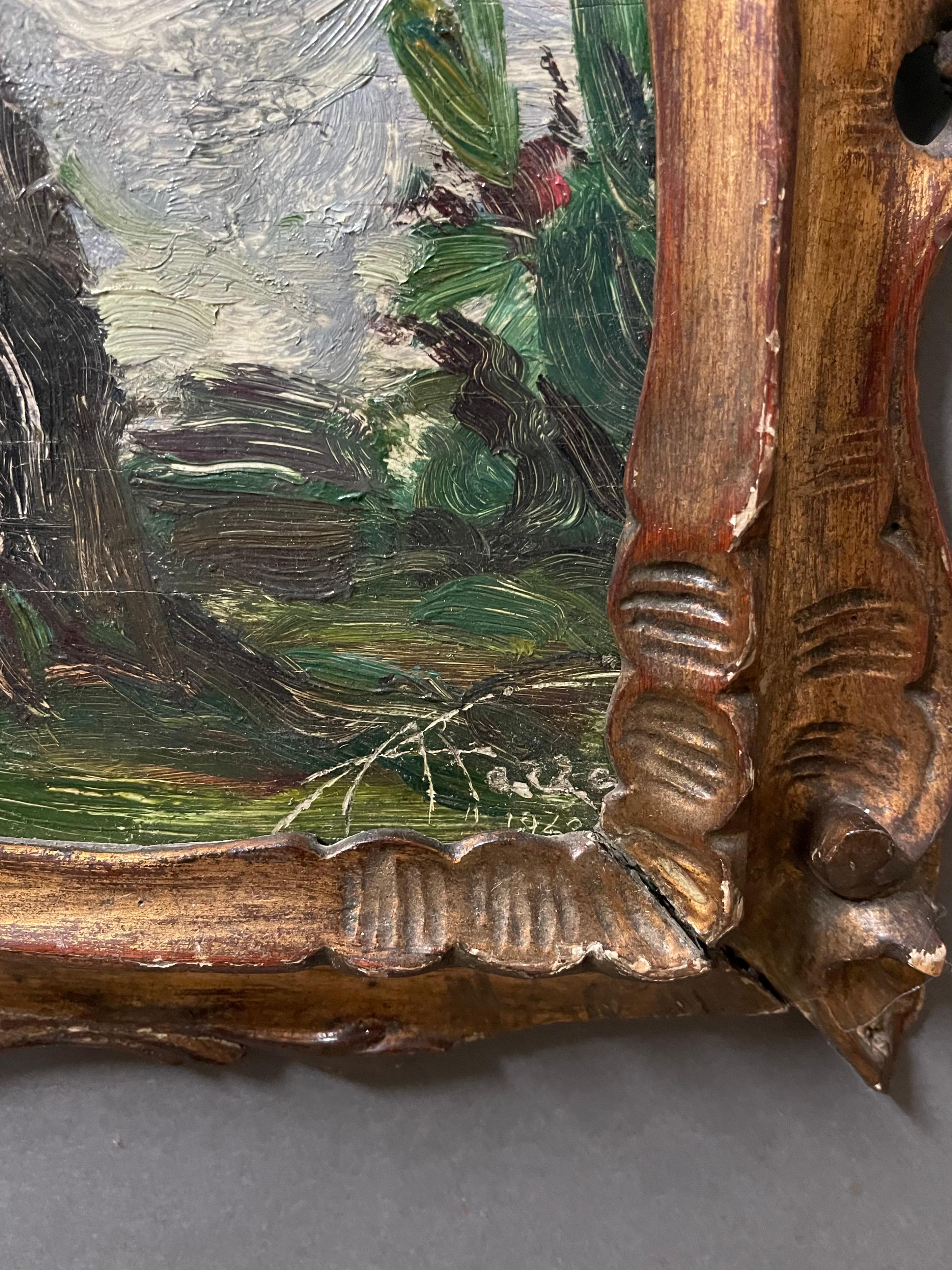Italiano Pittura di paesaggio d'epoca italiana firmata