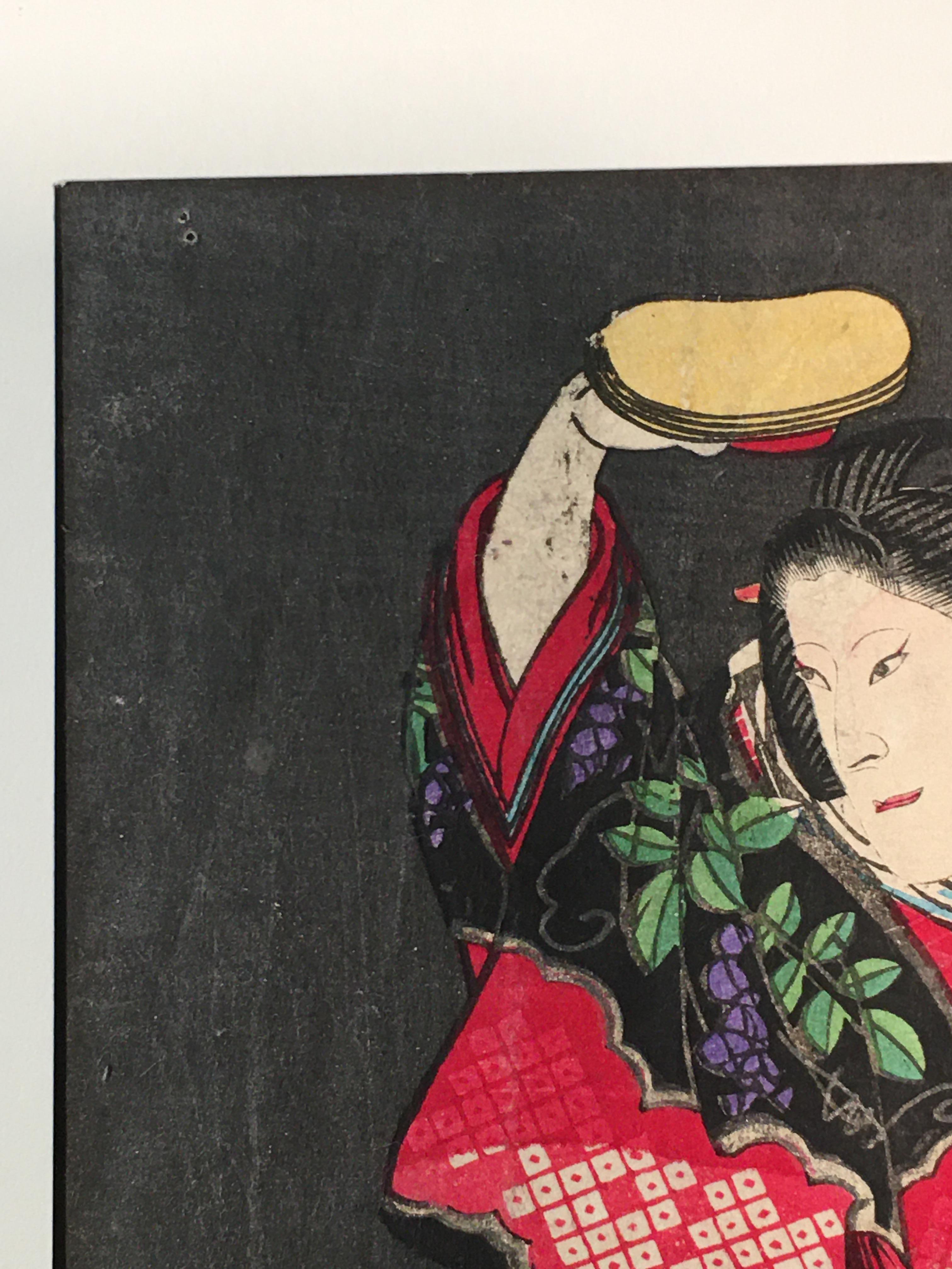Japonisme Period Japanese Ink Drawing Gheisha For Sale
