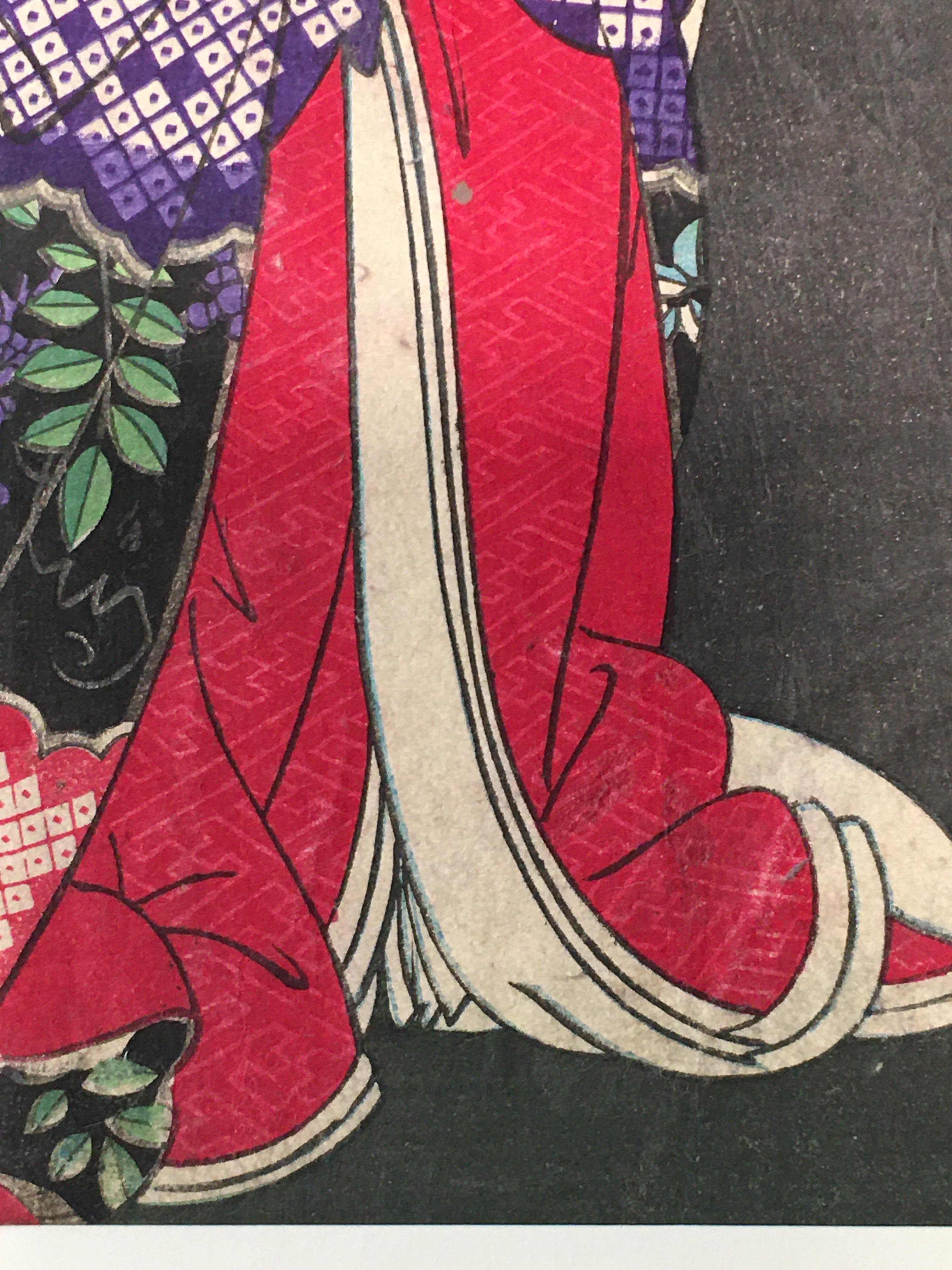Periode Japanische Tuschezeichnung Gheisha (Japonismus) im Angebot