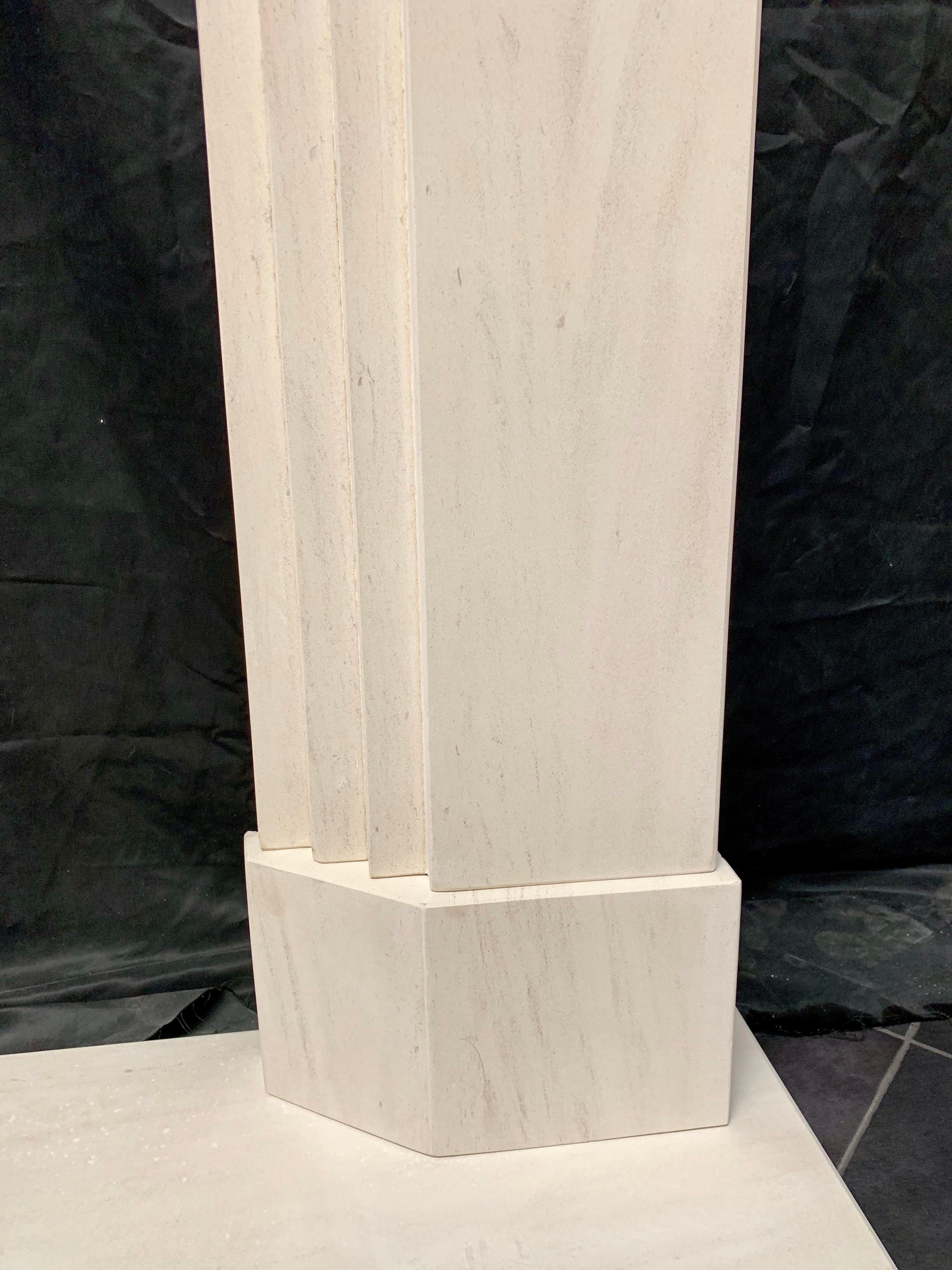Carved Period Limestone Art Deco Fireplace Surround