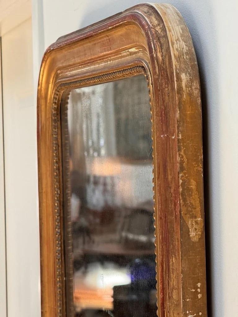 Period Louis-Phillipe arched, gilded mirror In Good Condition In Charlottesville, VA