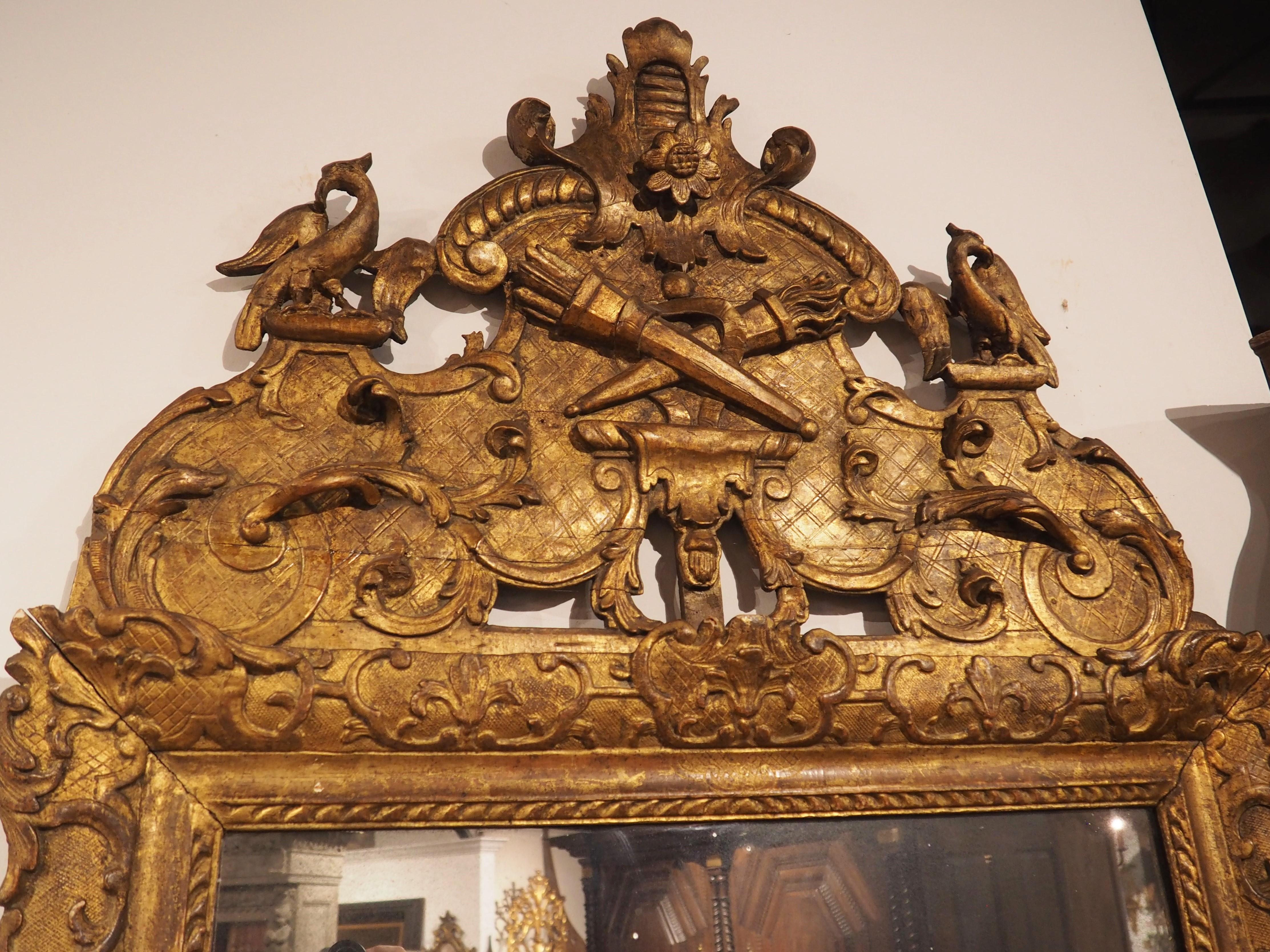 Specchio d'epoca Luigi XIV in legno dorato proveniente dalla Provenza, Francia, circa 1700 in vendita 5
