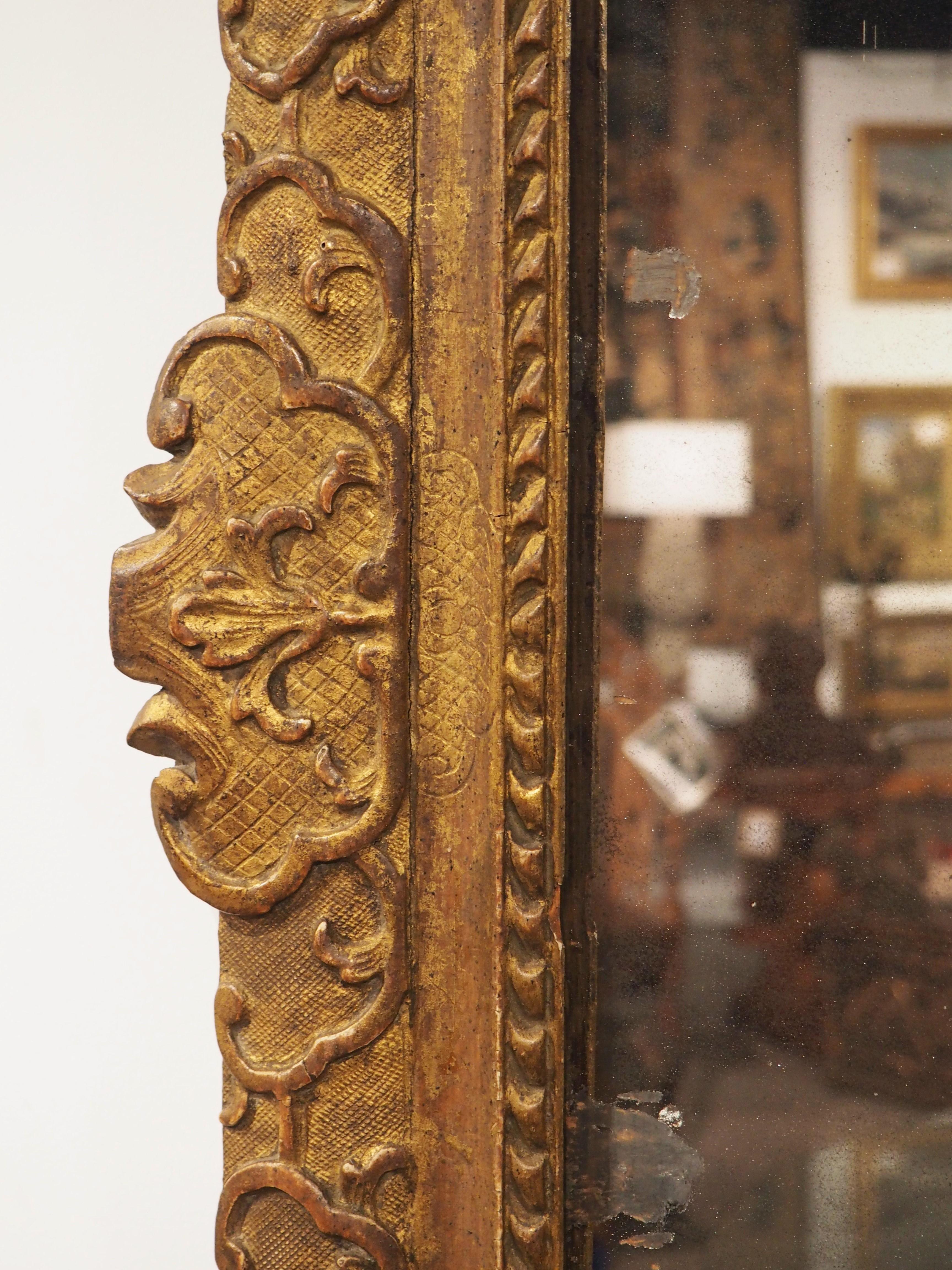 Early 18th Century Period Louis XIV Giltwood Mirror from Provence, France, circa 1700 For Sale