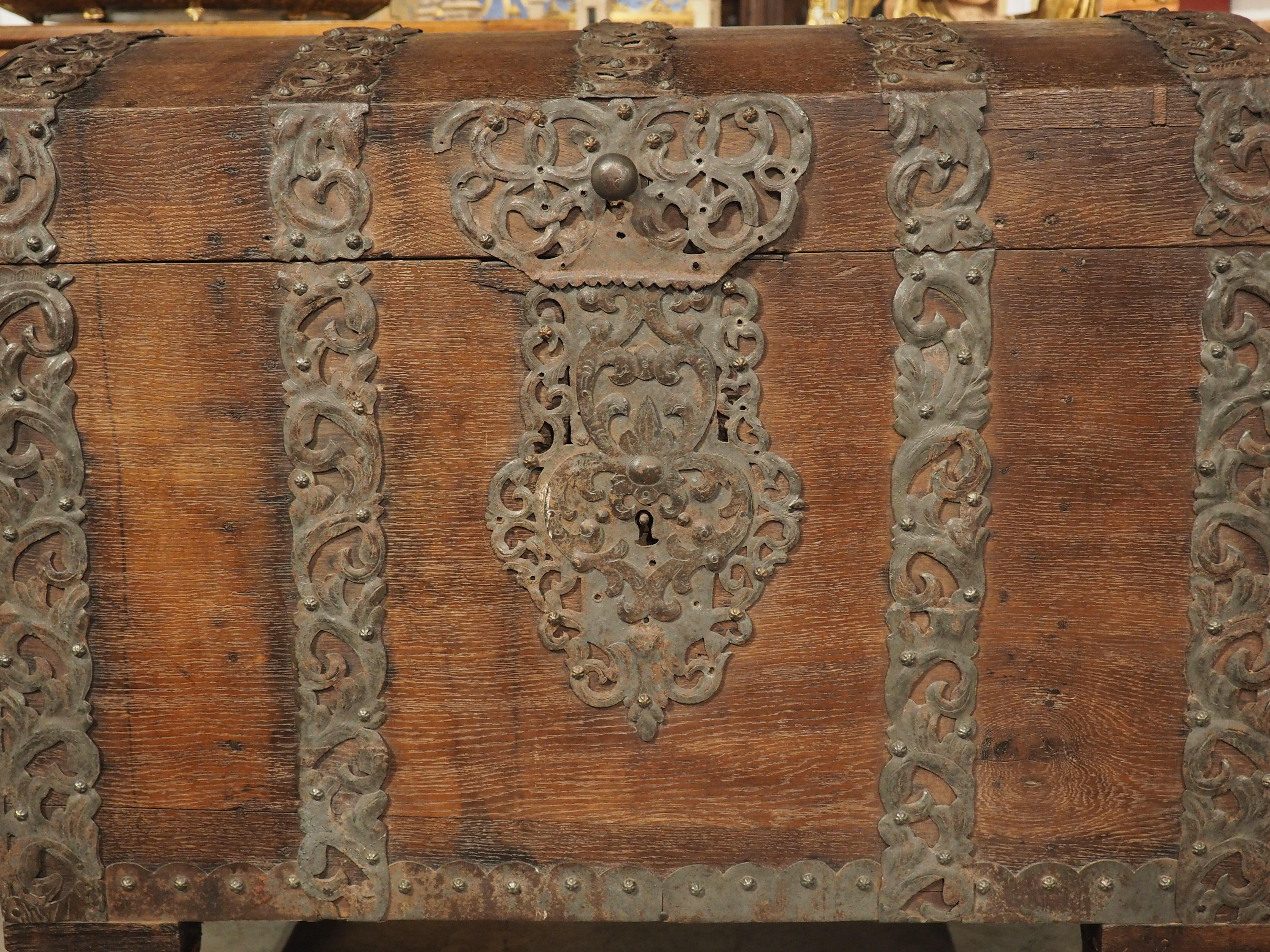 Period Louis XIV Oak and Iron Domed Trunk, Northeast France, Circa 1700 For Sale 3