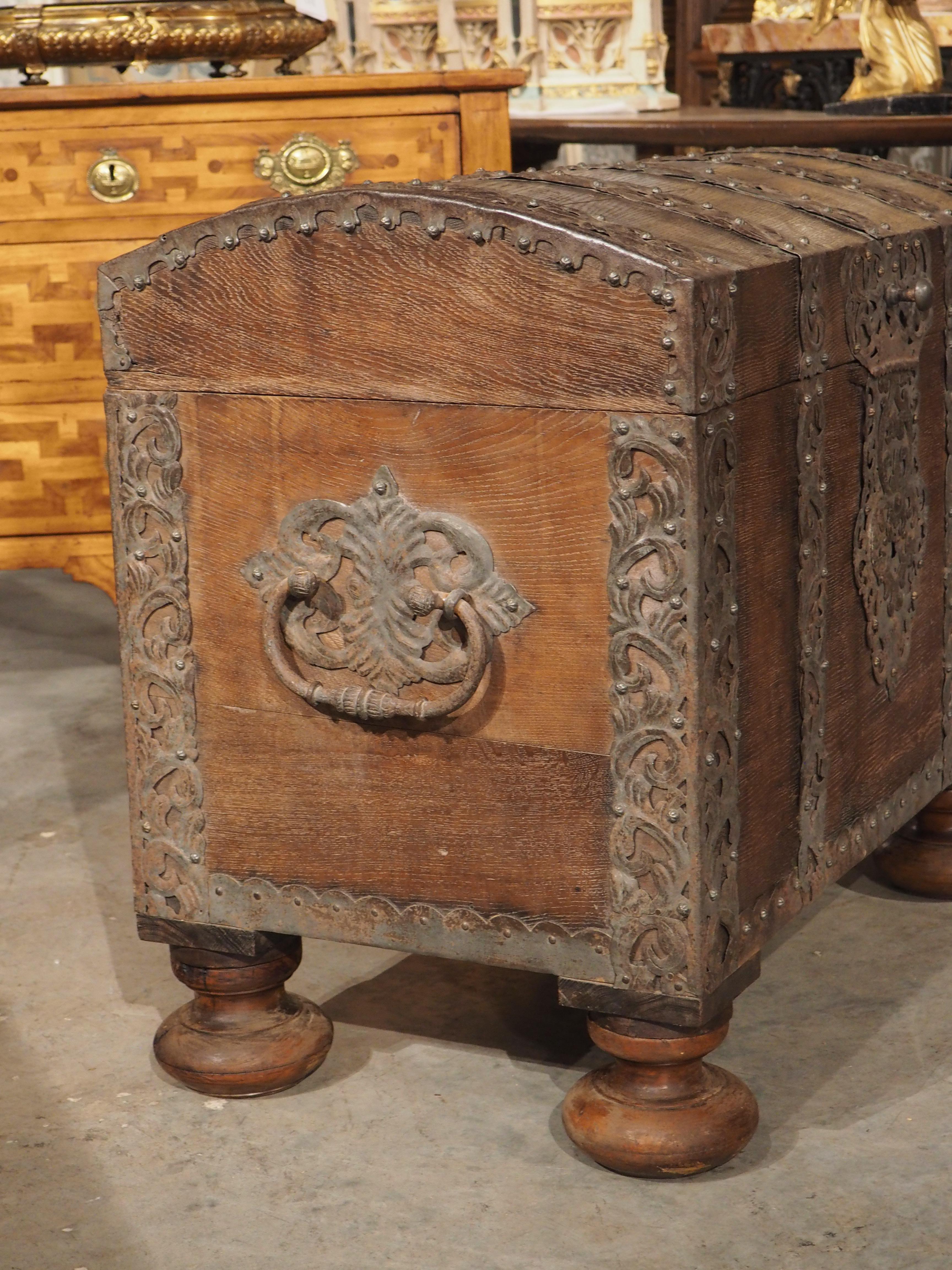 Period Louis XIV Oak and Iron Domed Trunk, Northeast France, Circa 1700 For Sale 5