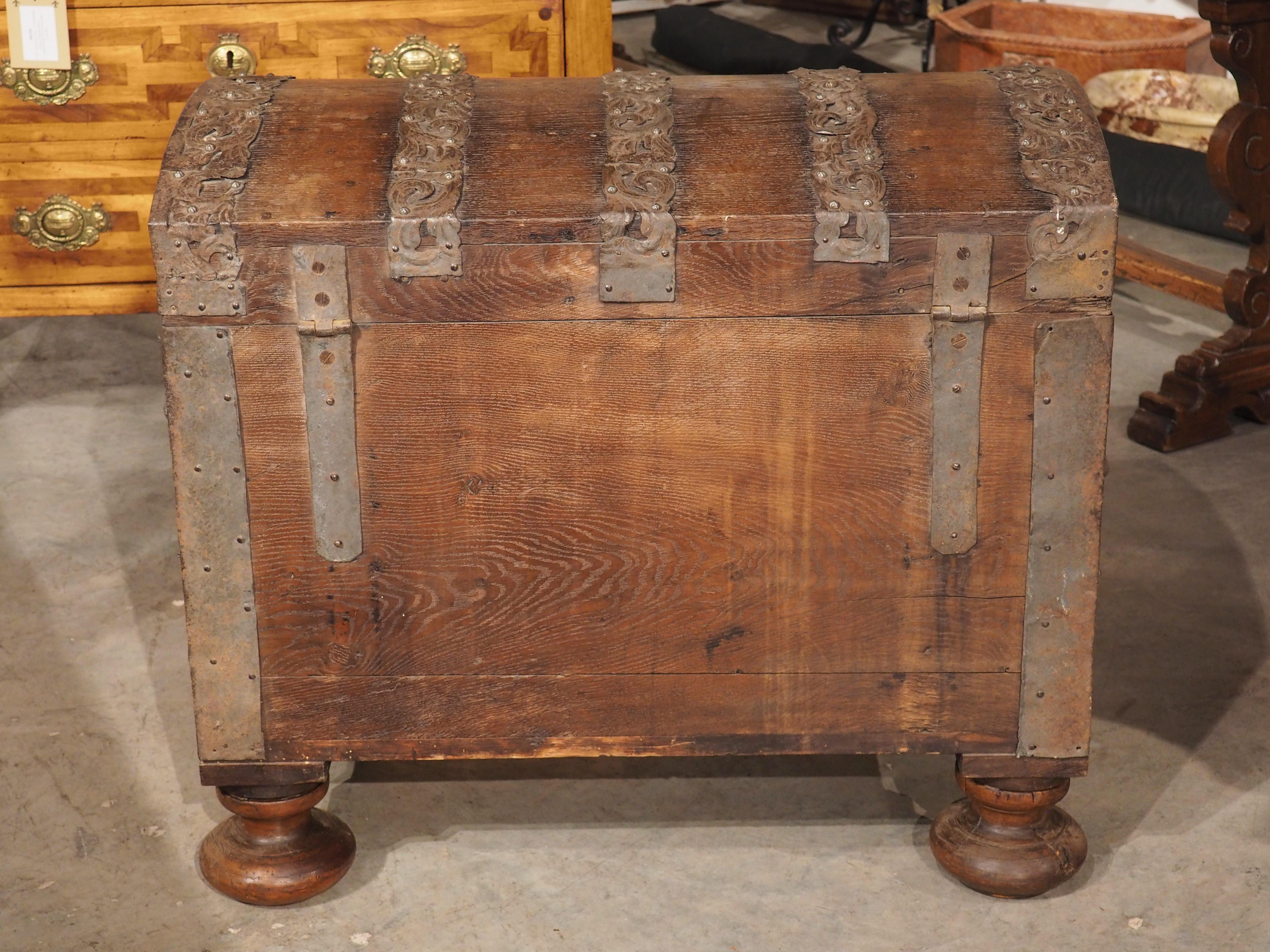 Period Louis XIV Oak and Iron Domed Trunk, Northeast France, Circa 1700 For Sale 9