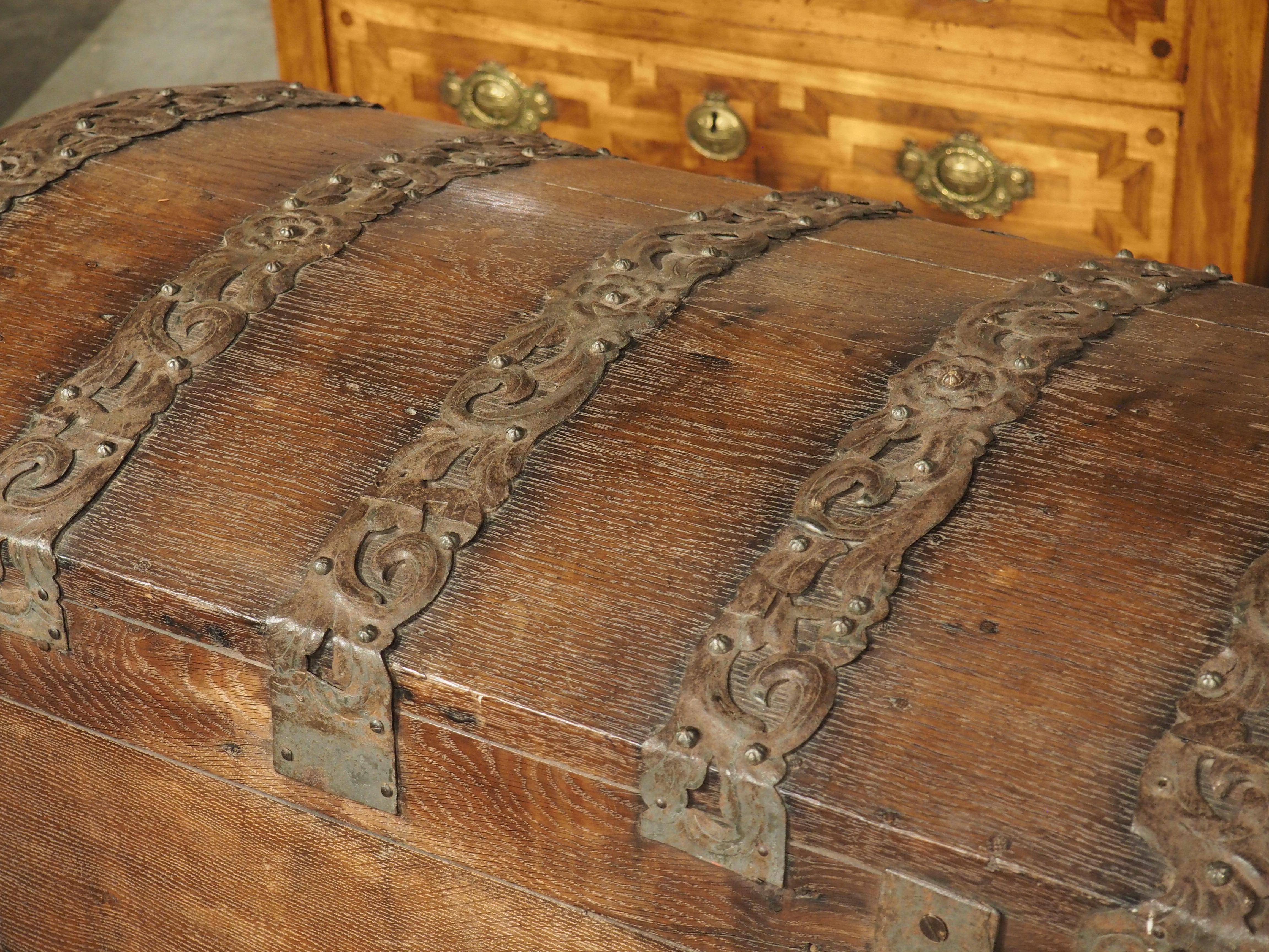 Period Louis XIV Oak and Iron Domed Trunk, Northeast France, Circa 1700 For Sale 10