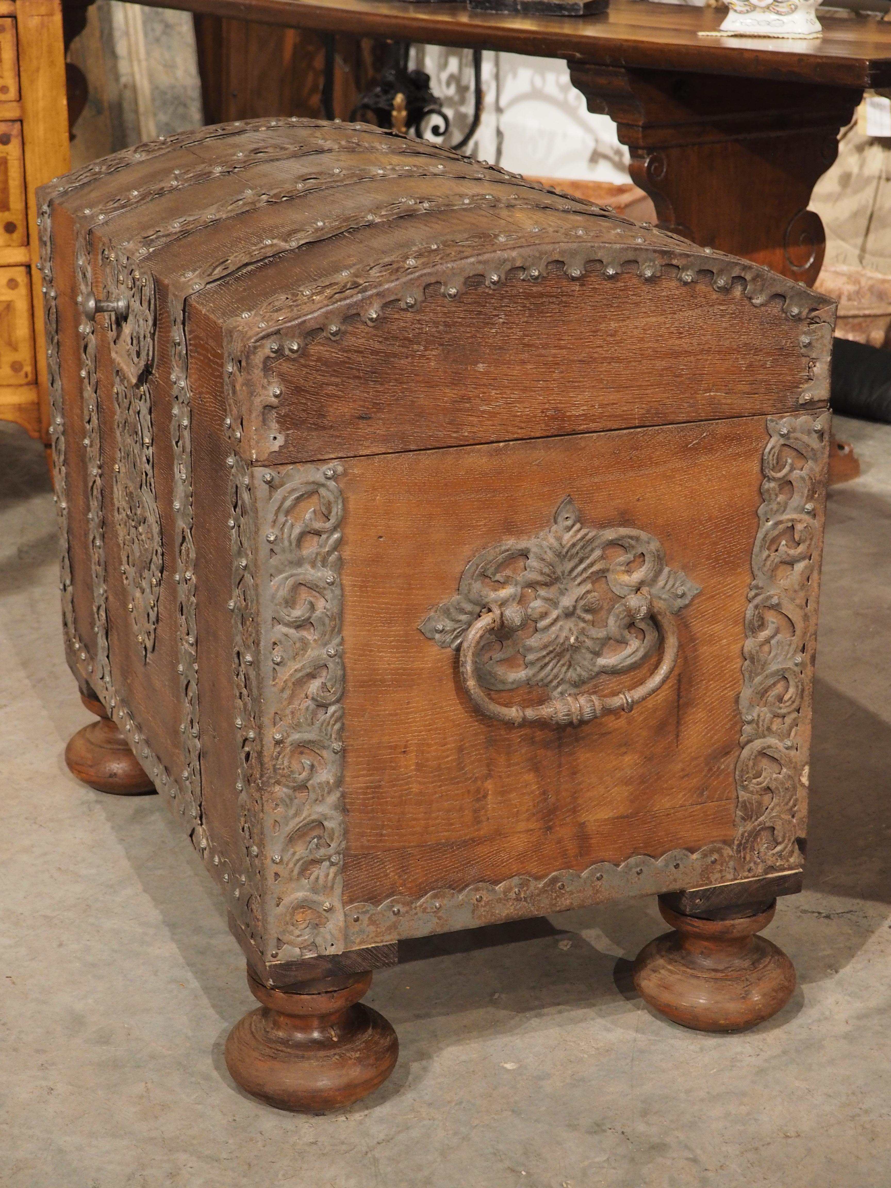 Period Louis XIV Oak and Iron Domed Trunk, Northeast France, Circa 1700 For Sale 11