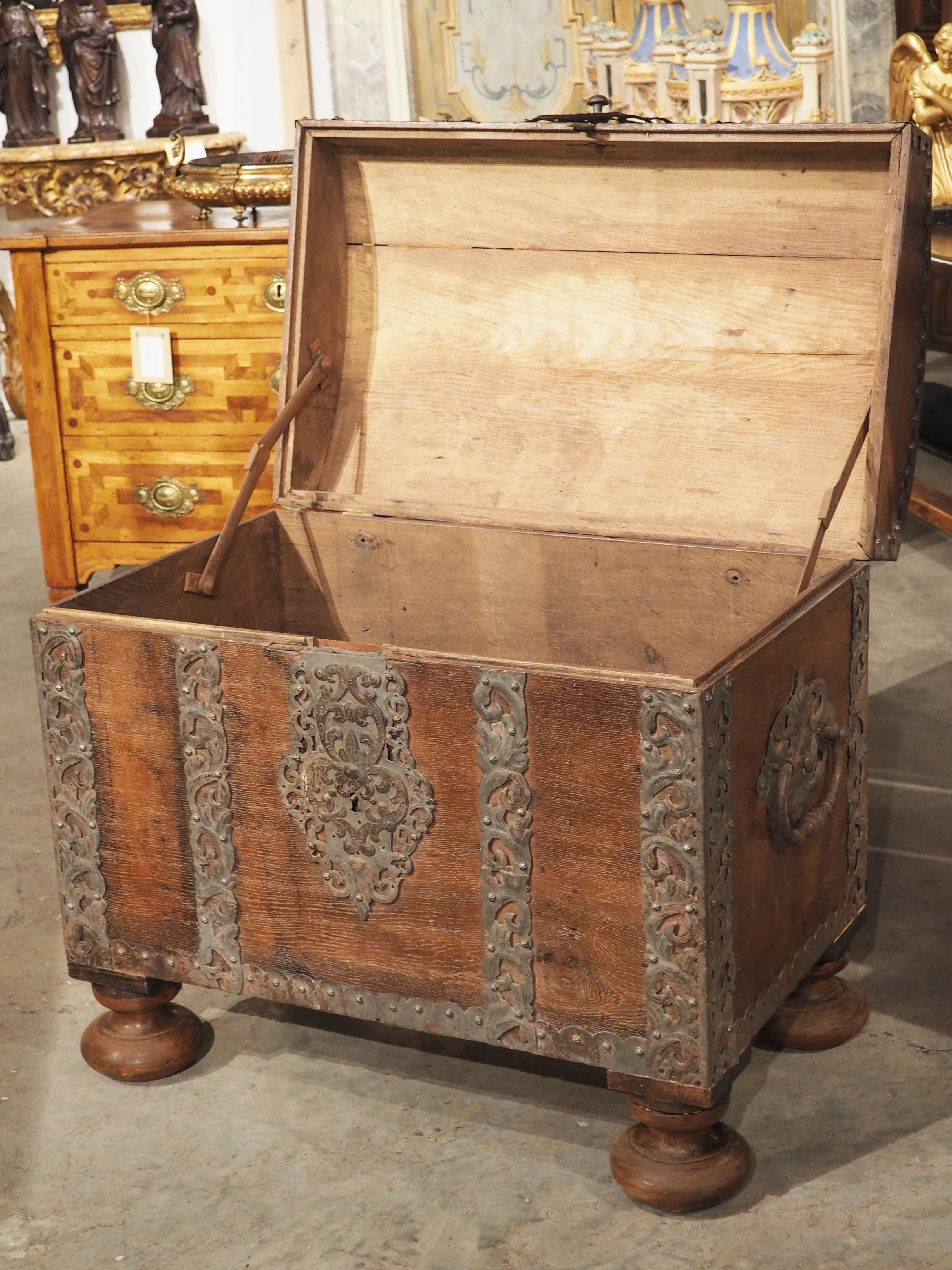 Period Louis XIV Oak and Iron Domed Trunk, Northeast France, Circa 1700 For Sale 13