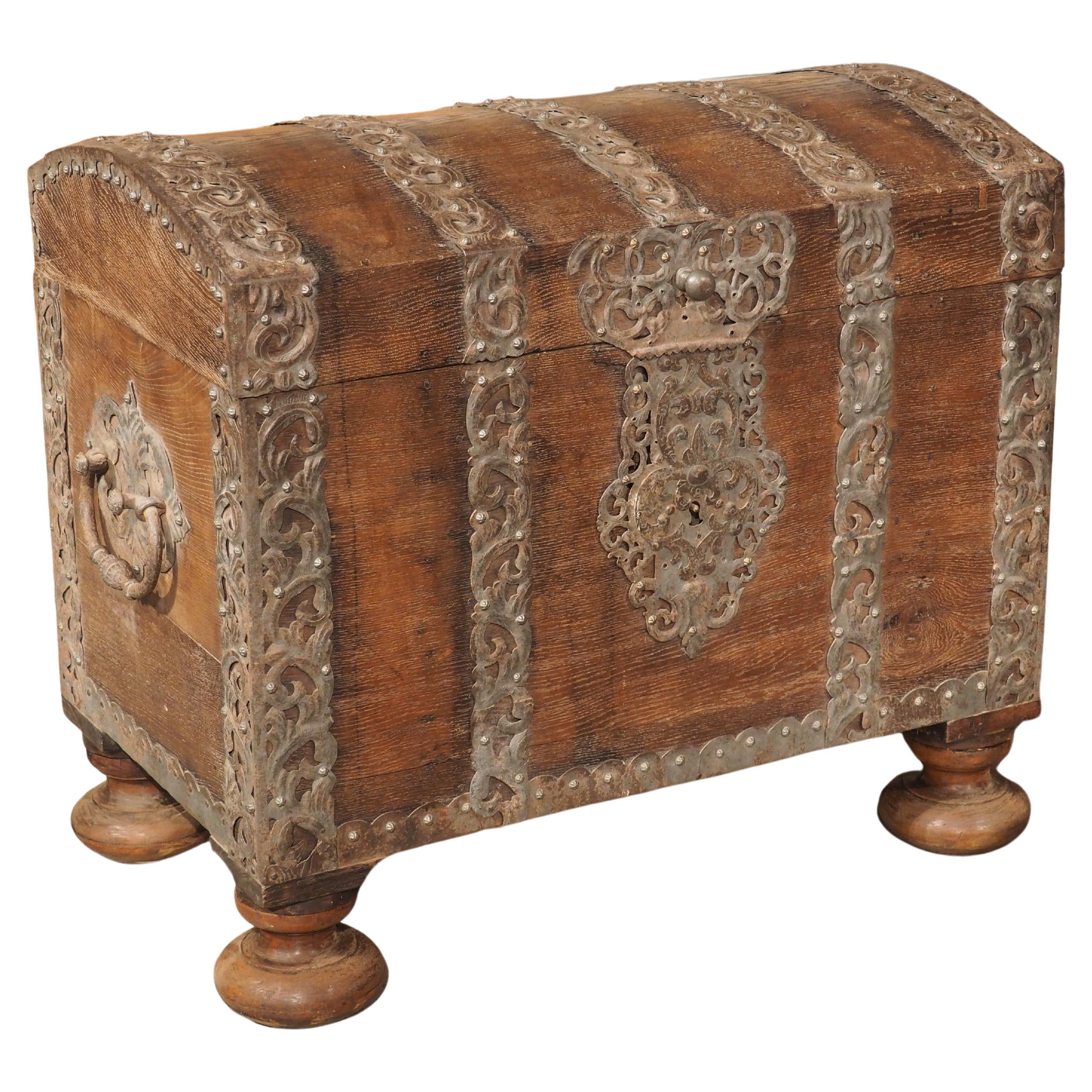 Period Louis XIV Oak and Iron Domed Trunk, Northeast France, Circa 1700 For Sale
