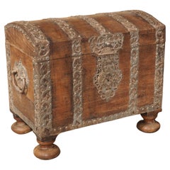 Antique Period Louis XIV Oak and Iron Domed Trunk, Northeast France, Circa 1700