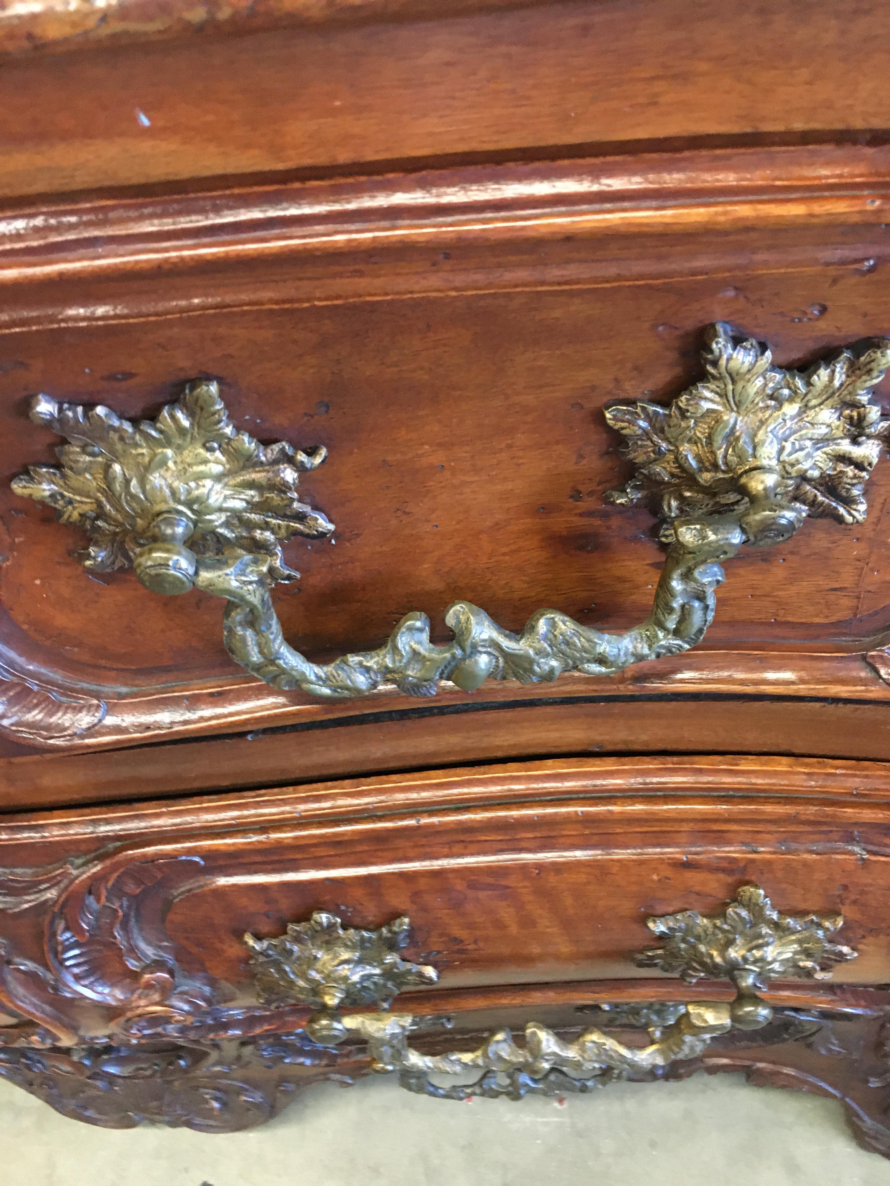 Mid-18th Century Period Louis XV Chateau French Walnut Lyonnaise Commode For Sale