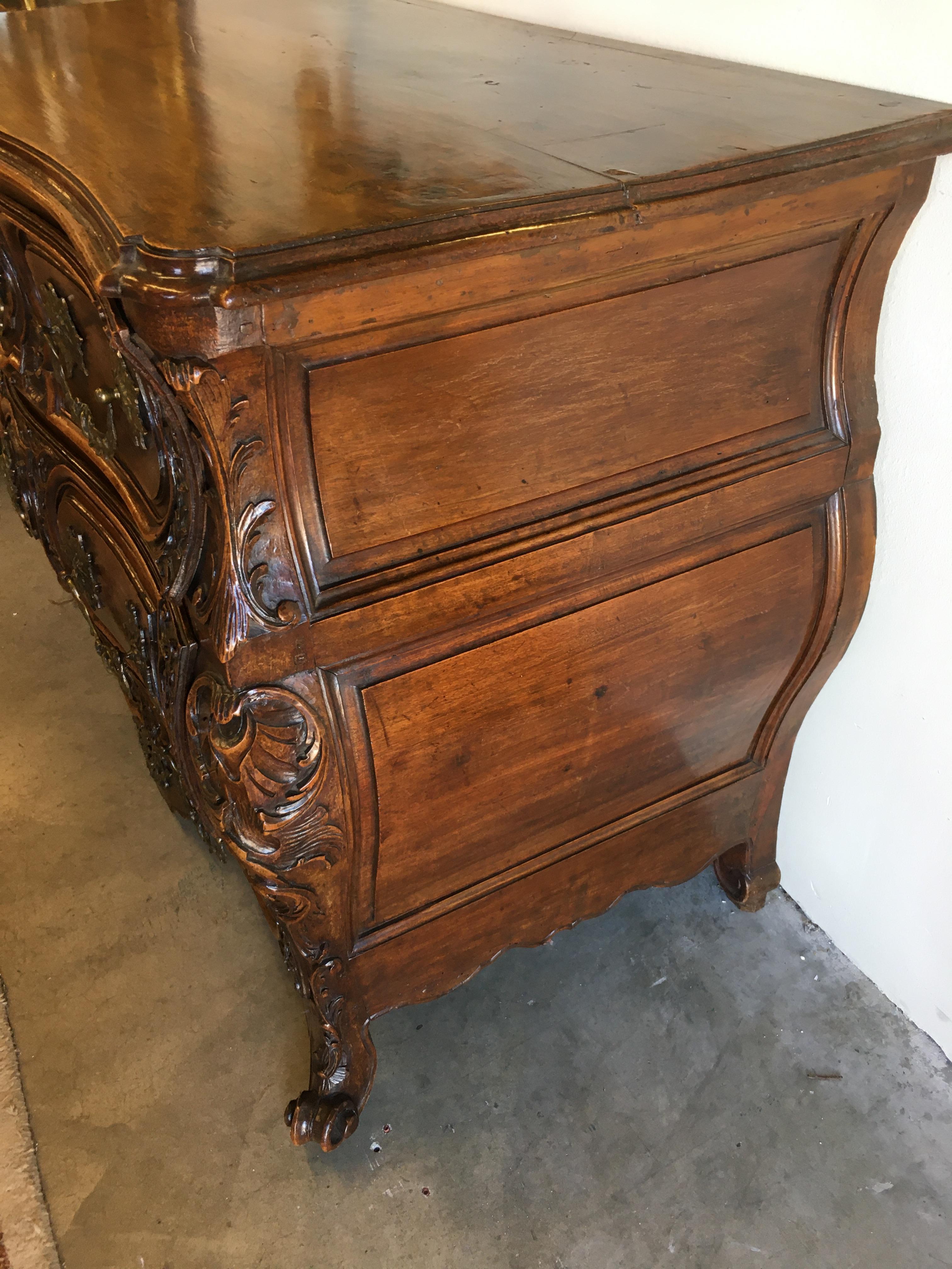 Period Louis XV Chateau French Walnut Lyonnaise Commode For Sale 1