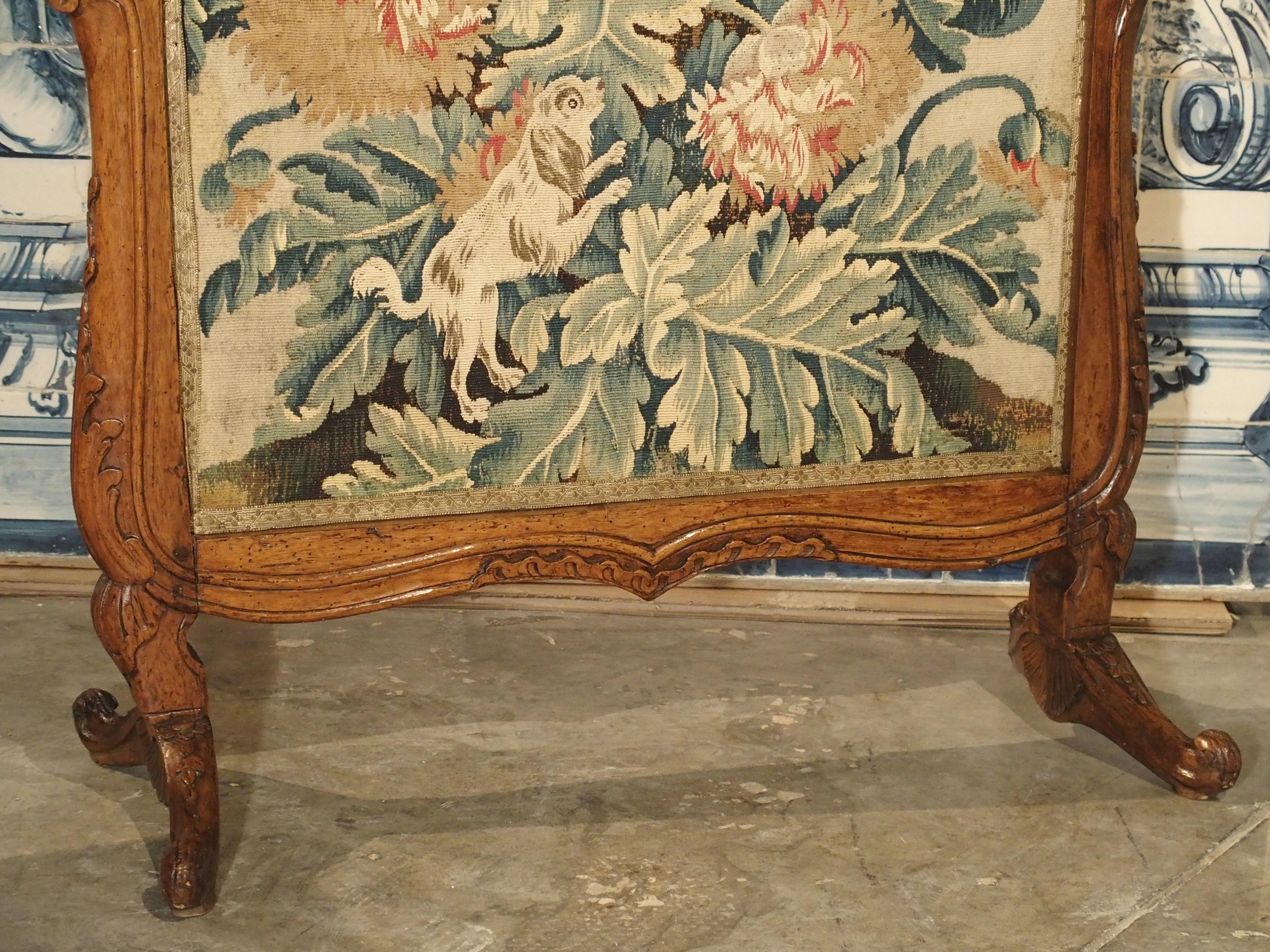 Period Louis XV Walnut Wood and Tapestry Firescreen from France 7