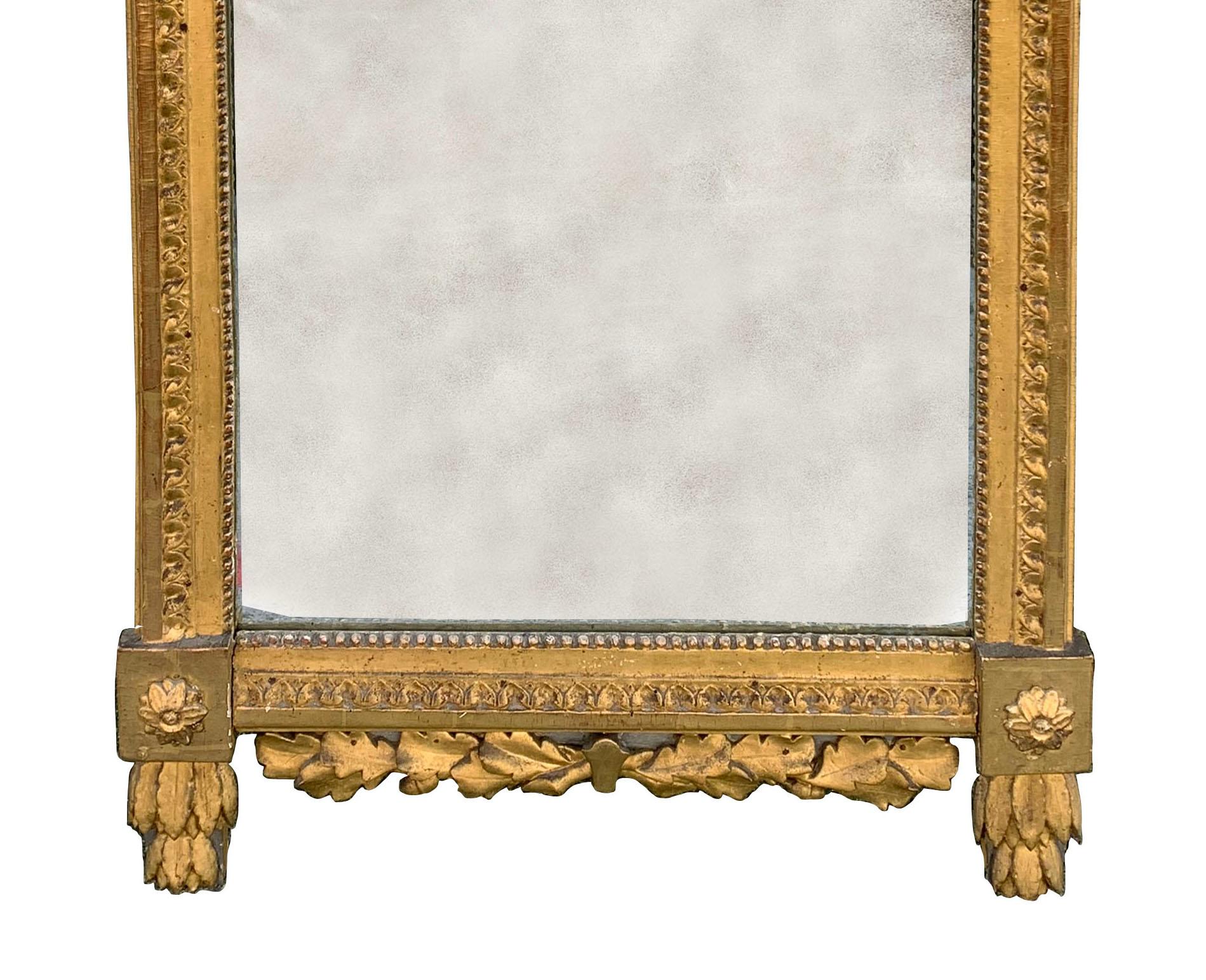 Period Louis XVI 18th Century French Giltwood Louis XVI Mirror with Lyre 2