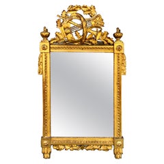 Period Louis XVI 18th Century French Giltwood Louis XVI Mirror with Lyre