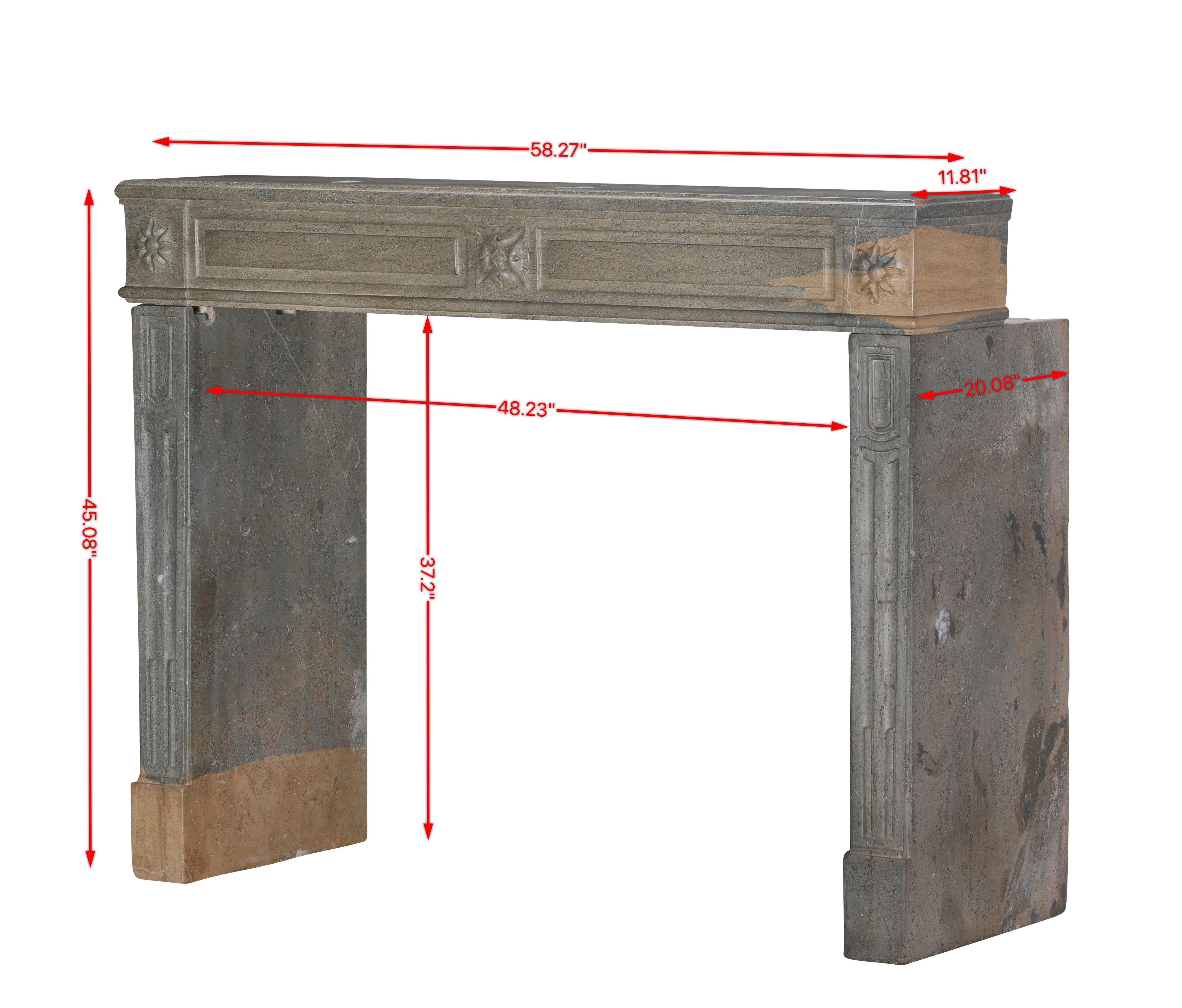 18th Century Period Louis XVI Fireplace Surround in Bicolor Hard Stone For Eclectic Design For Sale