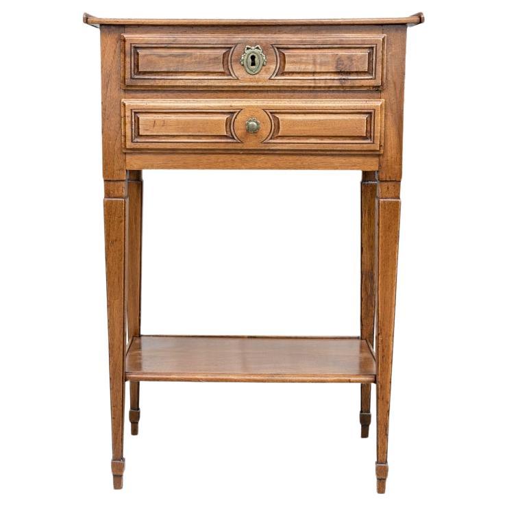 Period Louis XVI Two Drawer Walnut Side Table 1790-1795 For Sale