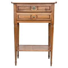 Used Period Louis XVI Two Drawer Walnut Side Table 1790-1795