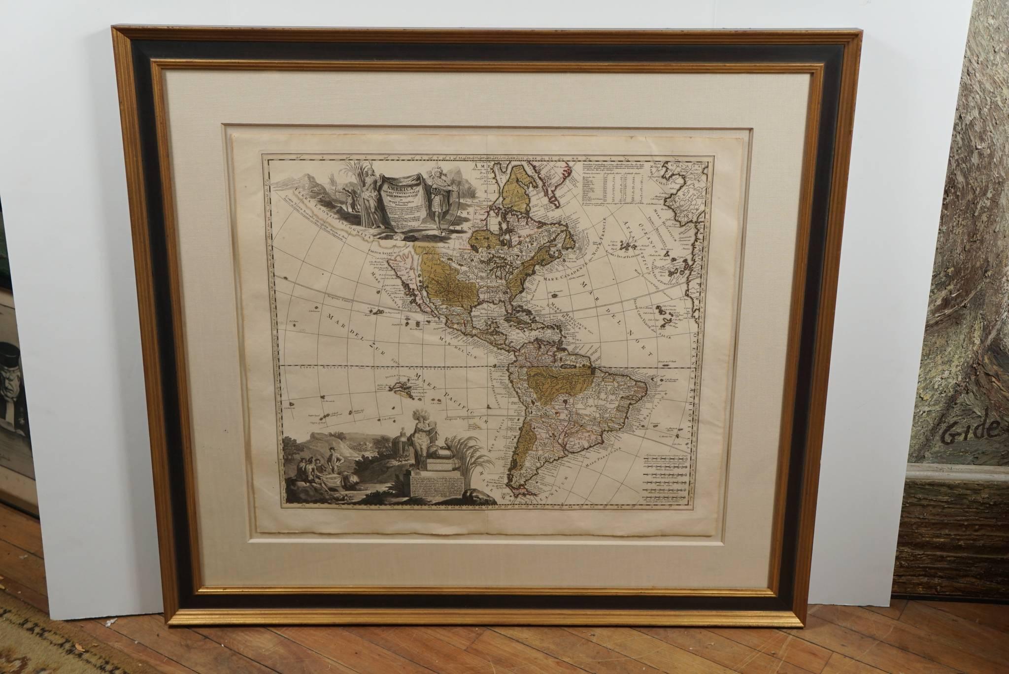Cette carte à grande échelle publiée par P. Schenk et créée par le cartographe et géographe Adam Freiderick Zurner en 1700 est en bon état de conservation et conserve une grande partie de ses couleurs et de son éclat d'origine. Extrait d'un ouvrage