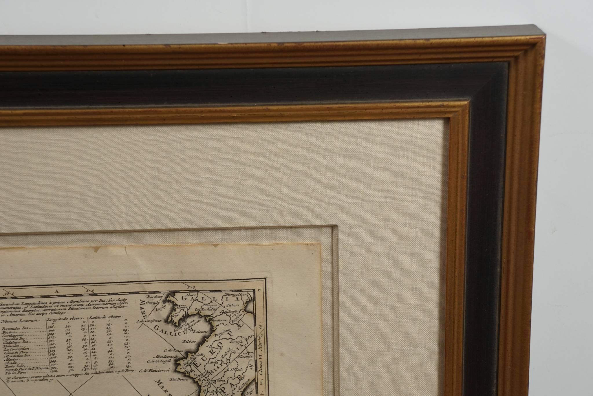 Verre Carte d'époque de l'Amérique, vers 1700