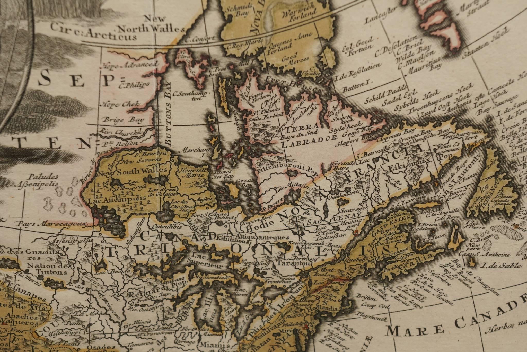 Carte d'époque de l'Amérique, vers 1700 1