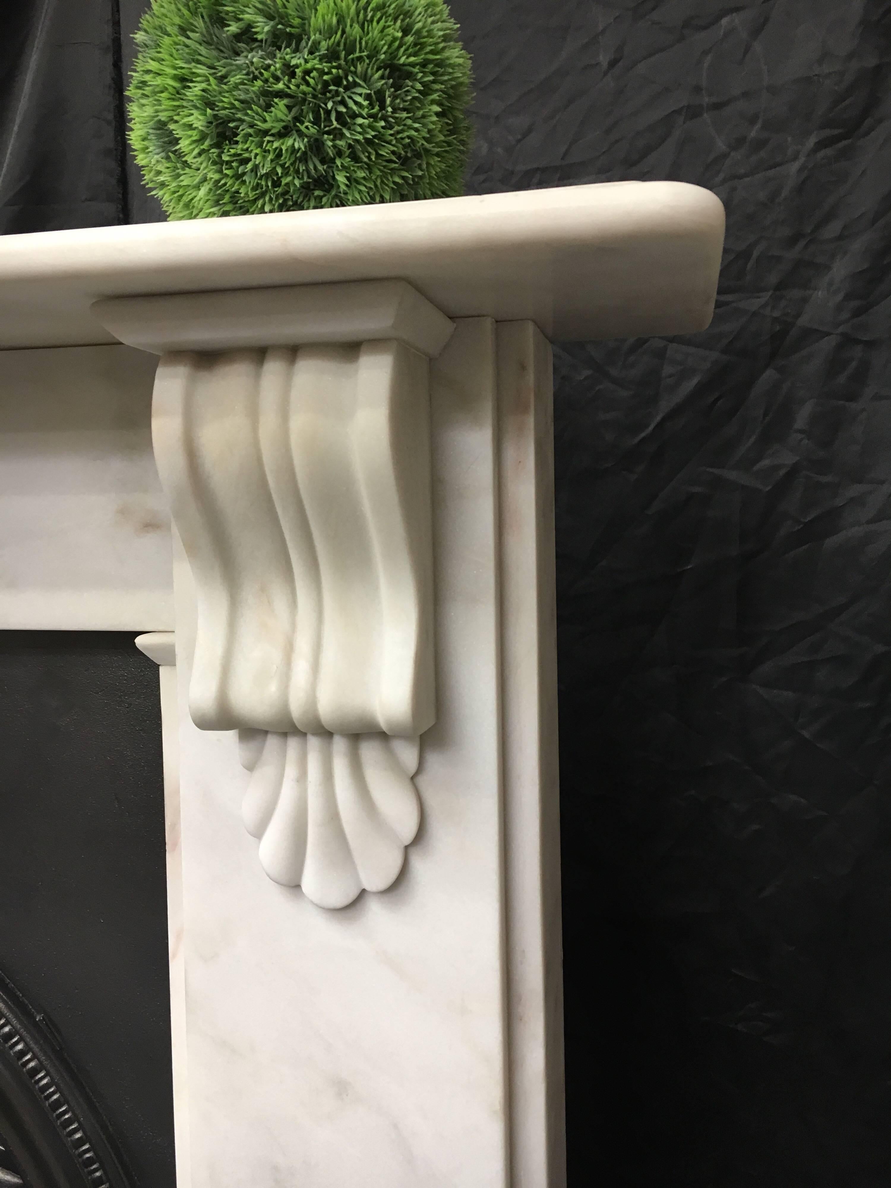 English Period Marble Corbel Fireplace and Cast Iron Insert Surround
