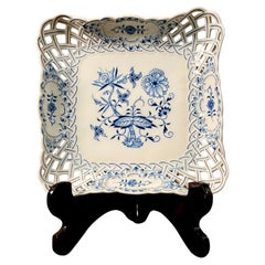 Antique Period Meissen Signed Blue Onion Plate