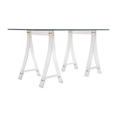 Scrivania d'epoca della metà del secolo scorso, in lucite e vetro, francese