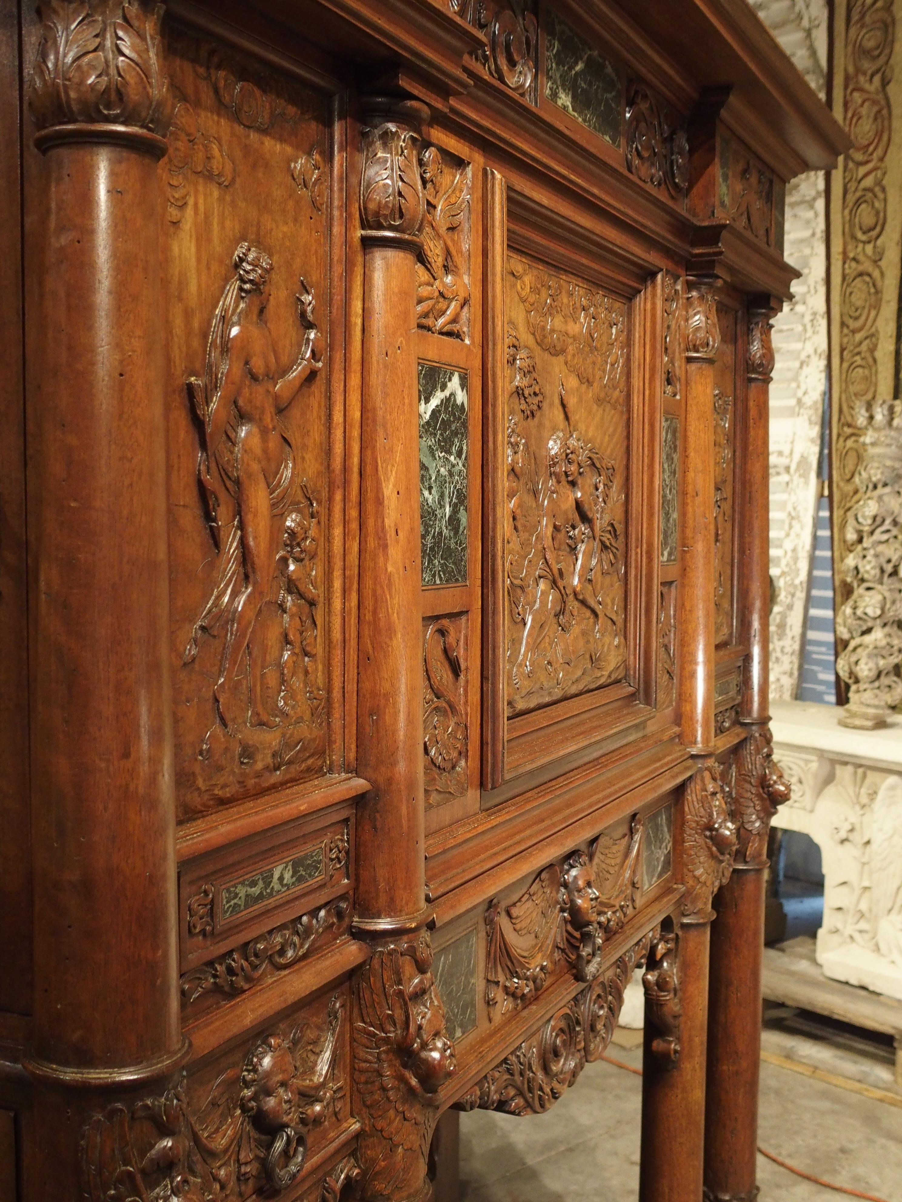 Period Napoleon III Walnut and Marble Buffet Cabinet from France, circa 1860 10