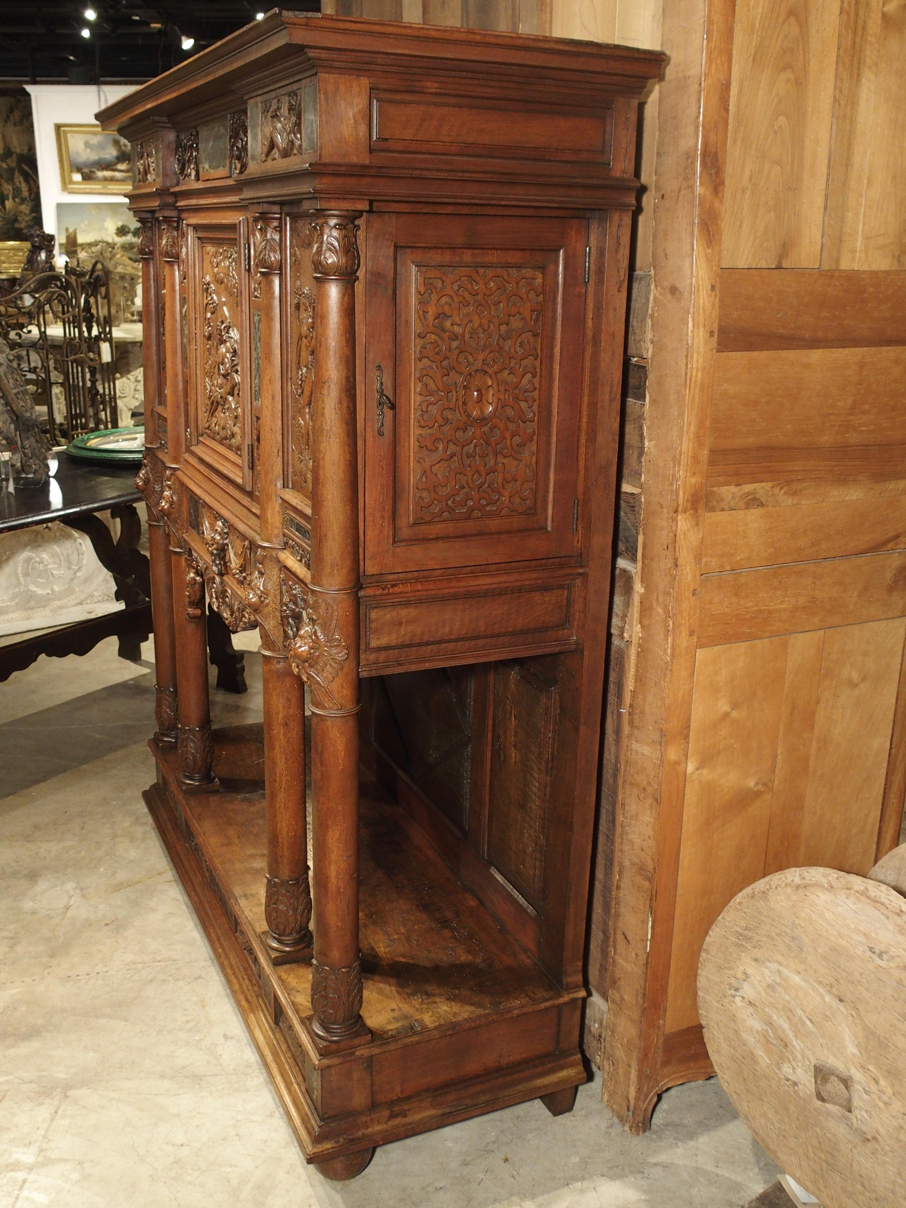 Period Napoleon III Walnut and Marble Buffet Cabinet from France, circa 1860 1