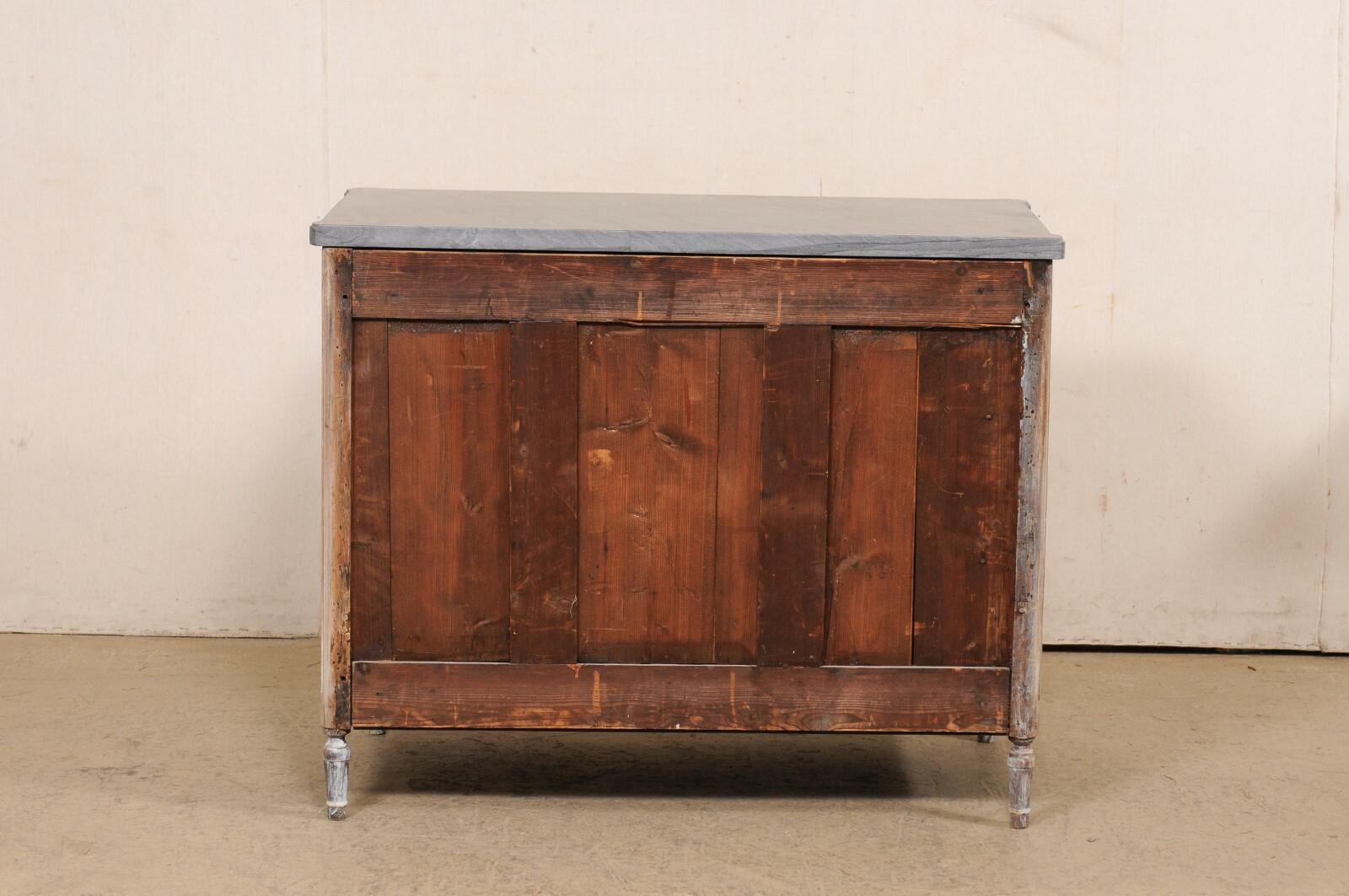 Period Neoclassic French Commode w/a Gorgeous New Custom Grey Marble Top For Sale 6