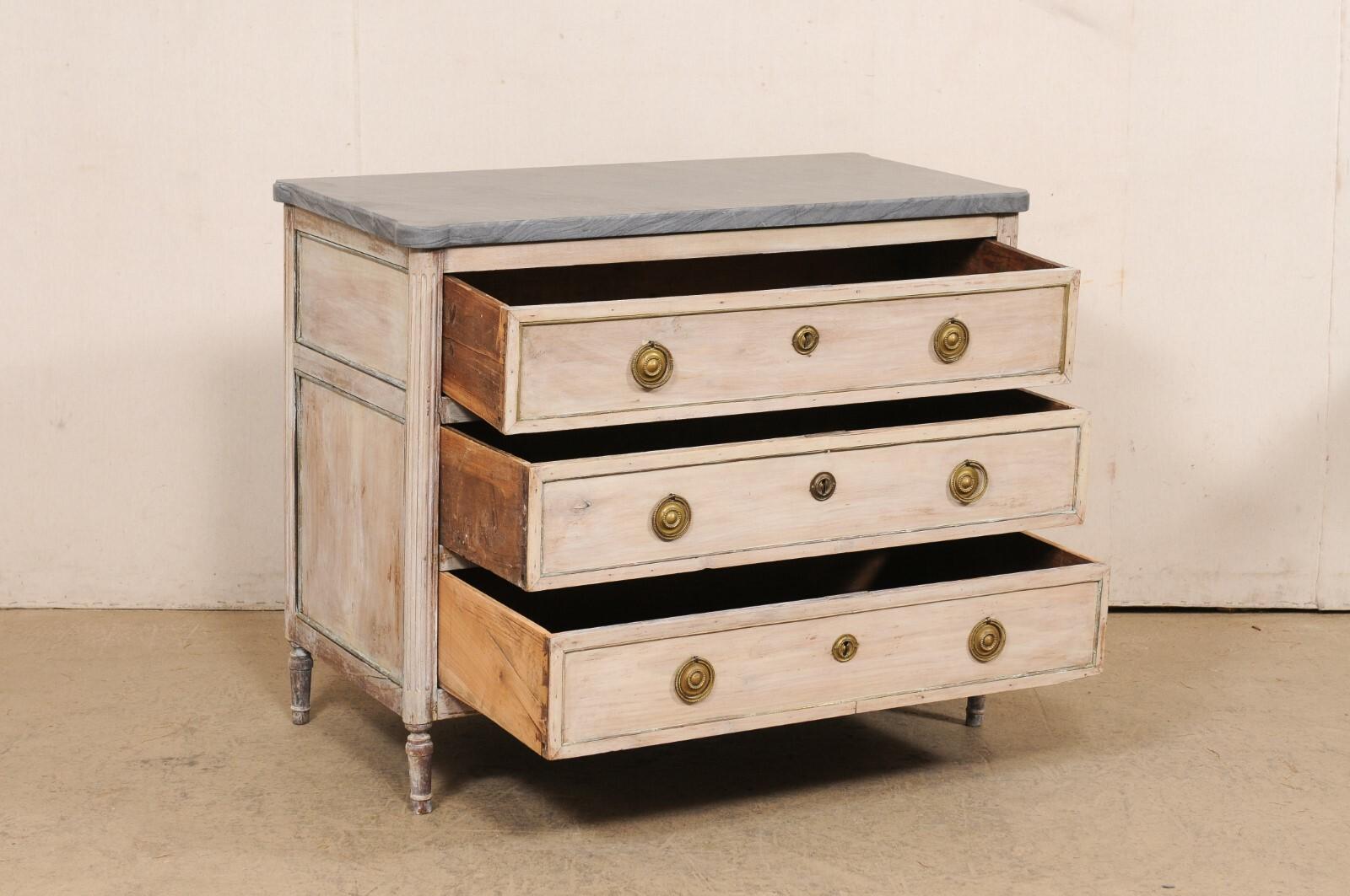Neoclassical Period Neoclassic French Commode w/a Gorgeous New Custom Grey Marble Top For Sale