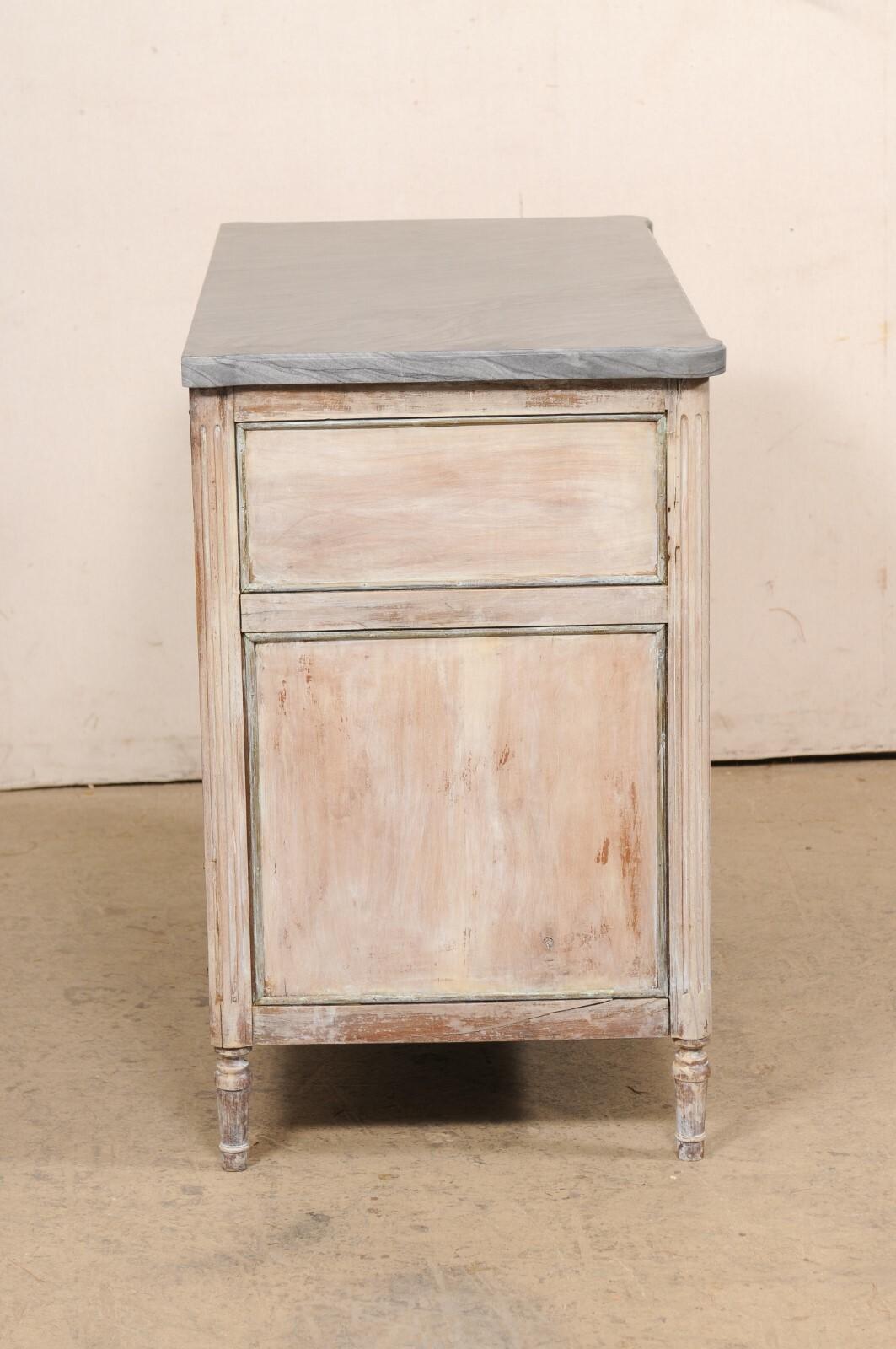 Period Neoclassic French Commode w/a Gorgeous New Custom Grey Marble Top For Sale 1