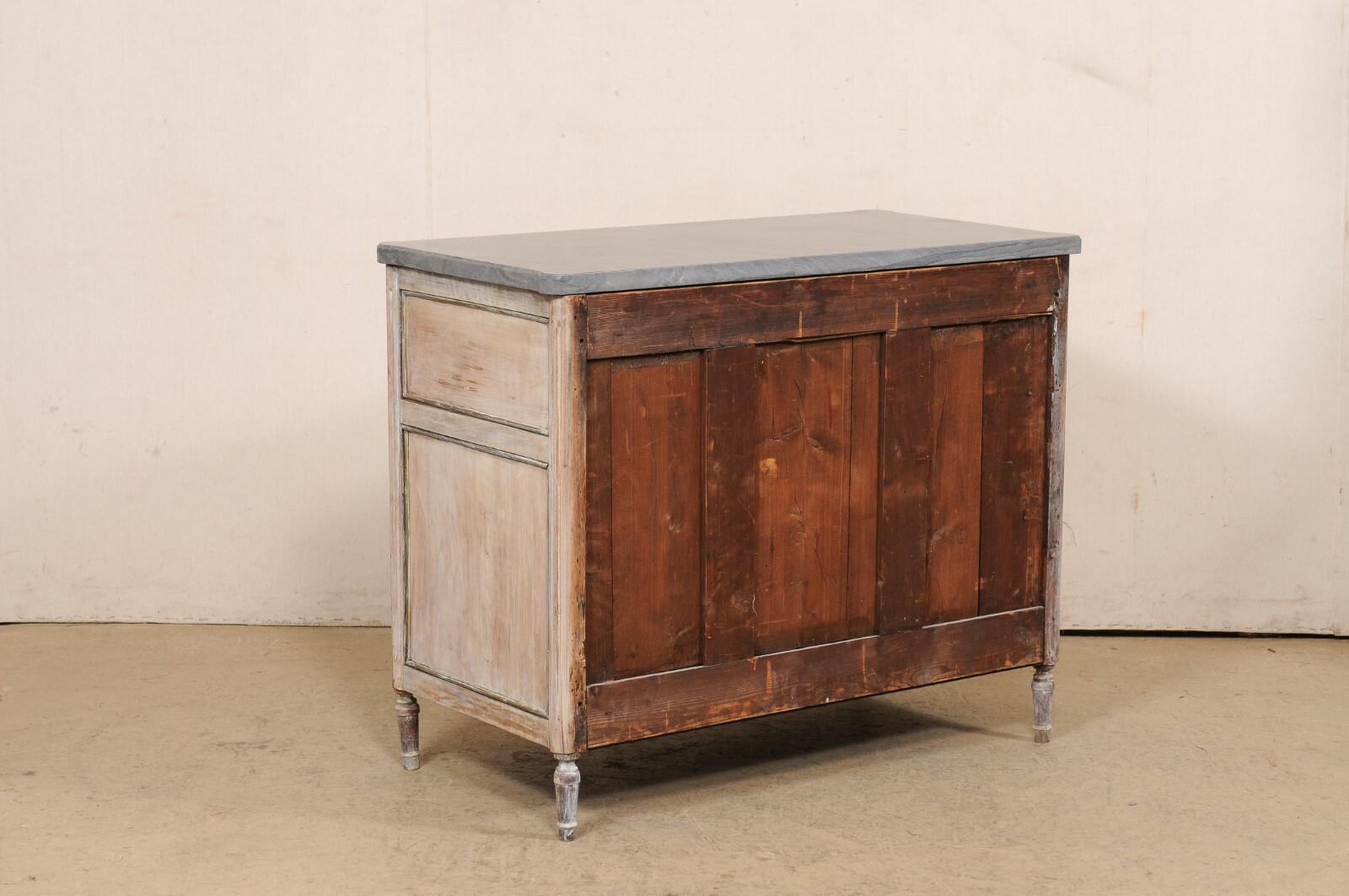 Period Neoclassic French Commode w/a Gorgeous New Custom Grey Marble Top For Sale 2