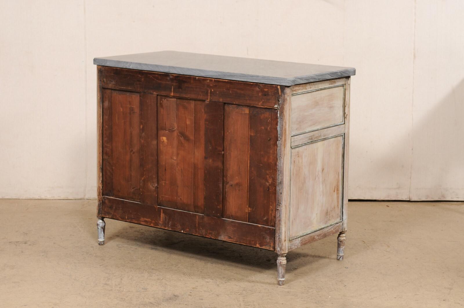Period Neoclassic French Commode w/a Gorgeous New Custom Grey Marble Top For Sale 3