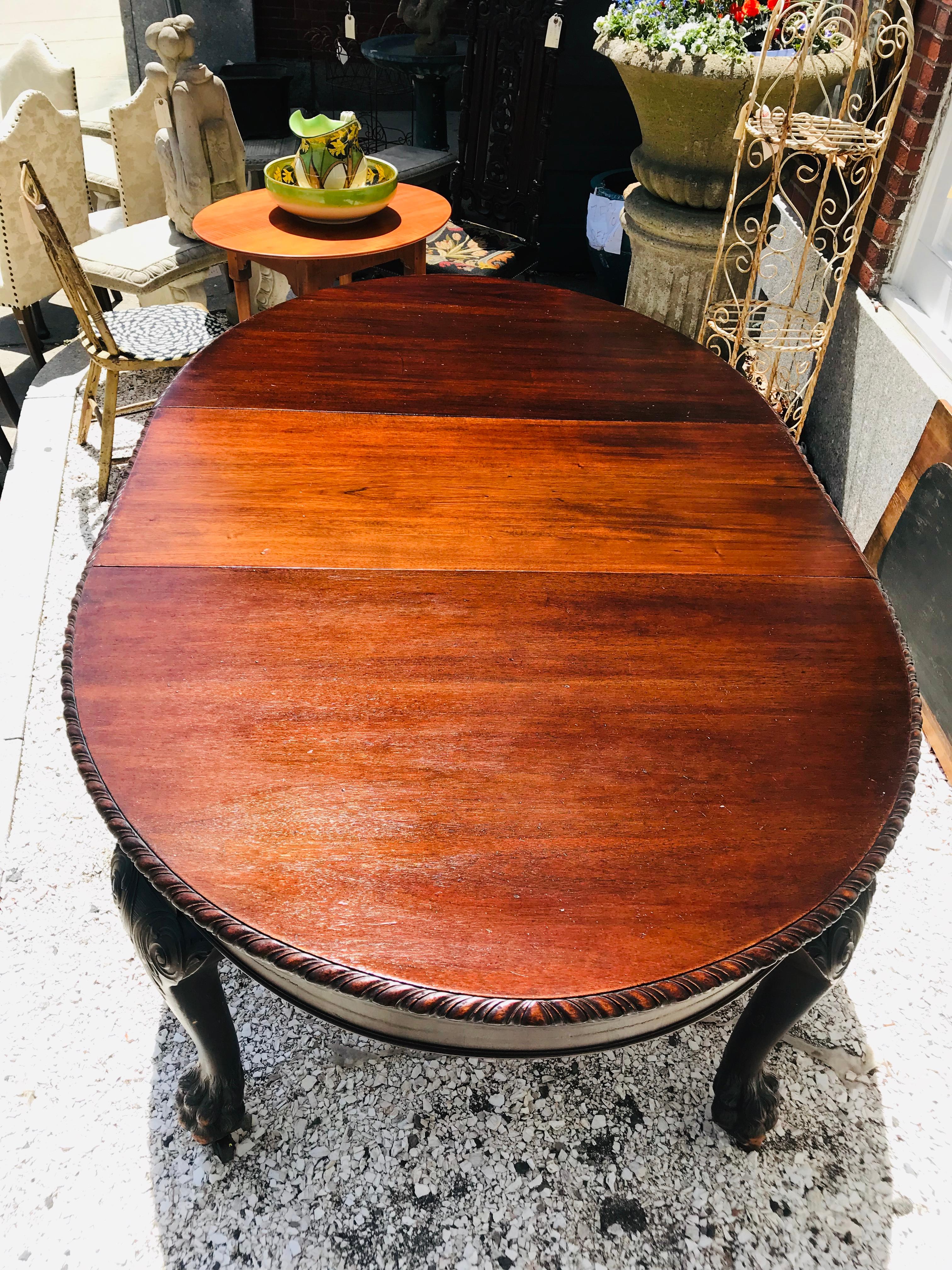 Have been in this business for decades and have never seen one before. Truly 18th century solid mahogany American made dining room table in remarkable condition. Made from choice heavy 1st growth mahogany possible Cuban. The weight alone requires a