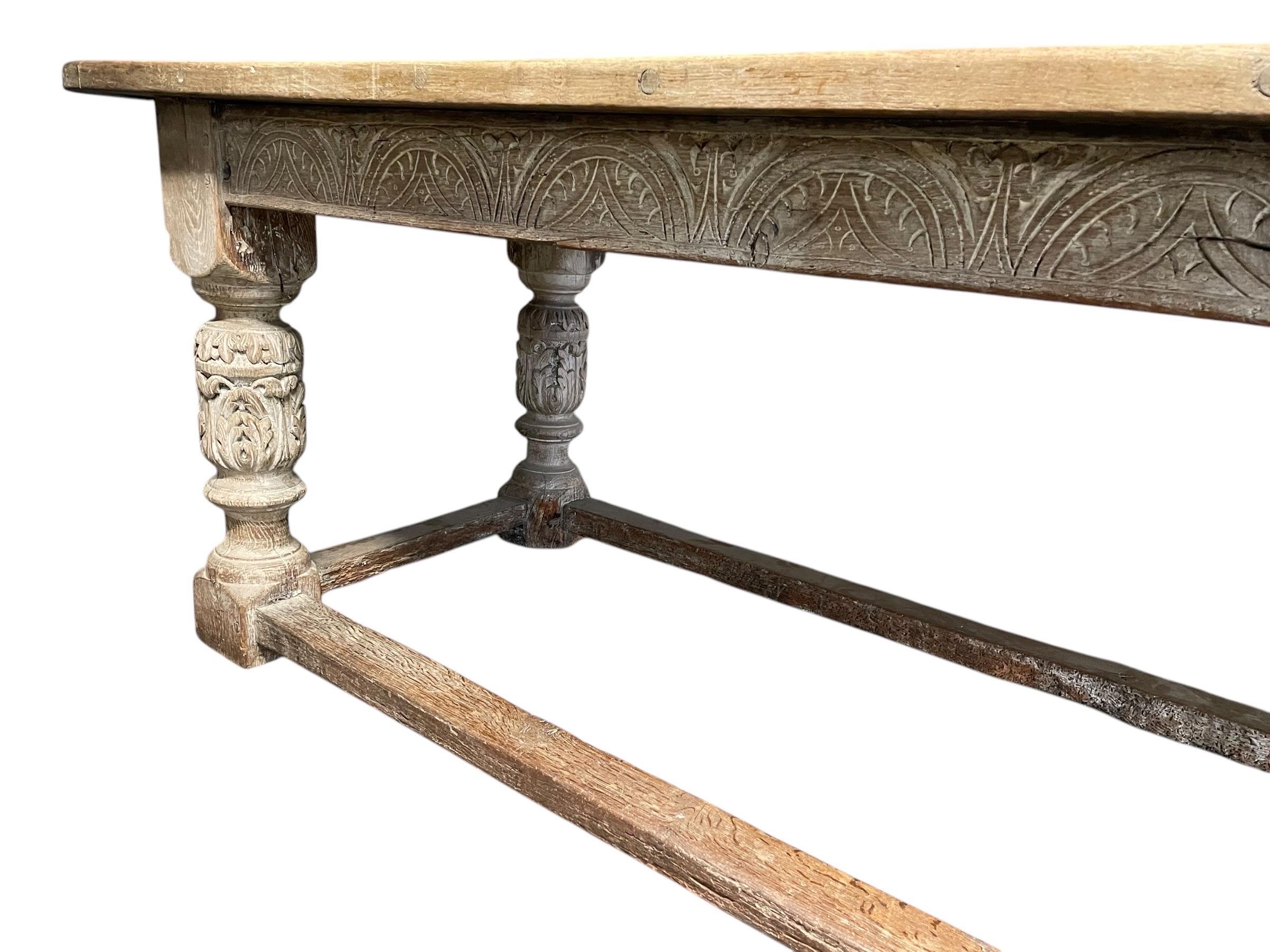 Period Oak Dining Refectory Table and 8 Chairs In Fair Condition In Cranbrook, Kent