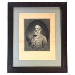 Period Oak Framed Black & White Engraving of Gen. Robert E. Lee, by J.A. O’Neill