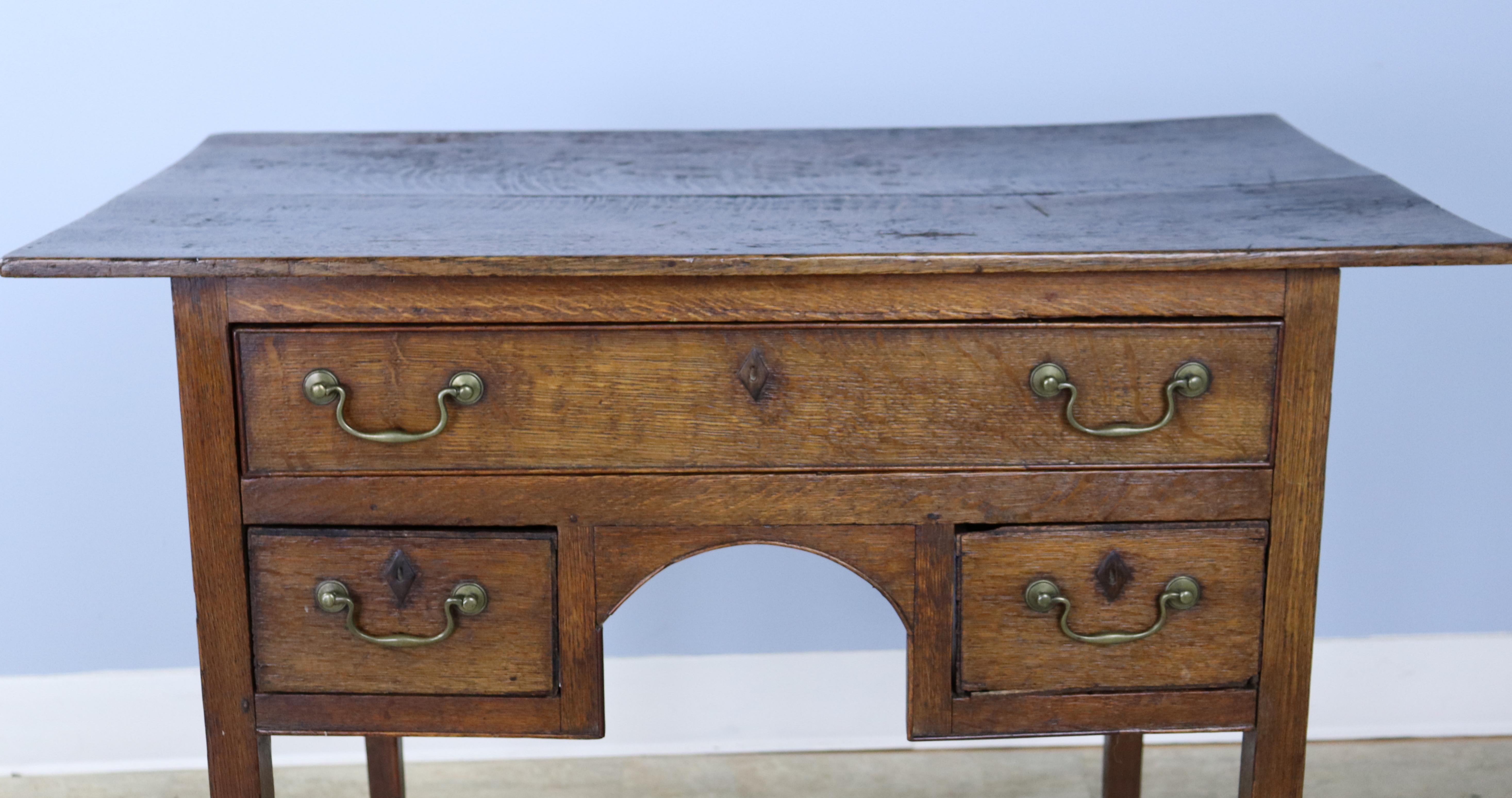 18th Century Period Oak Lowboy with Stunning Natural Top For Sale