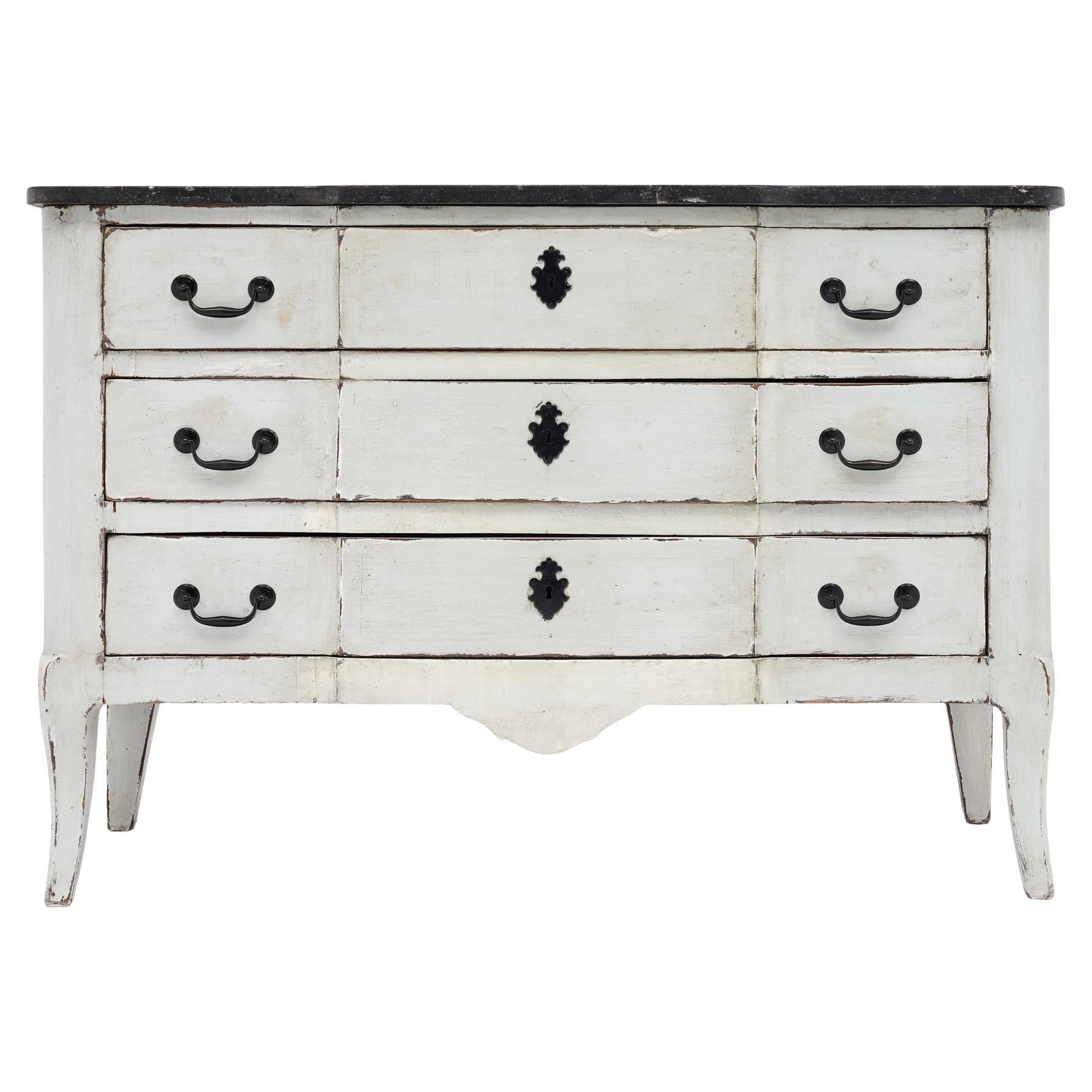 French Antique Chest of Drawers, Solid Wood & Marble, c. 1750