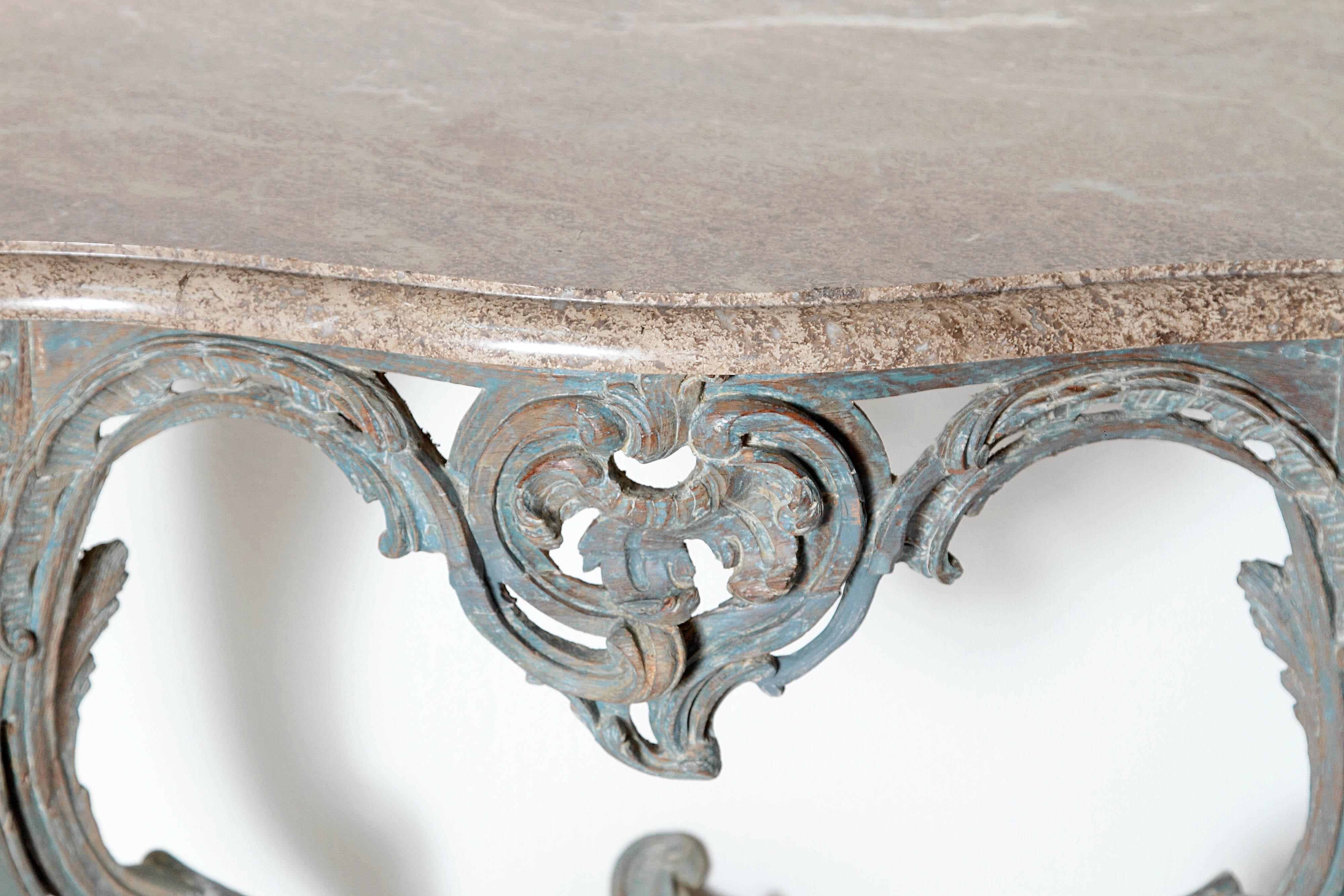 Period Painted Louis XV Console with Shaped Marble Top 4
